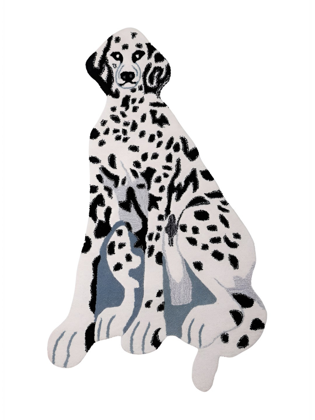 Exotic India Snow White Cotton-Wool Dalmatian Dog-Shaped Tufted Asana Mat