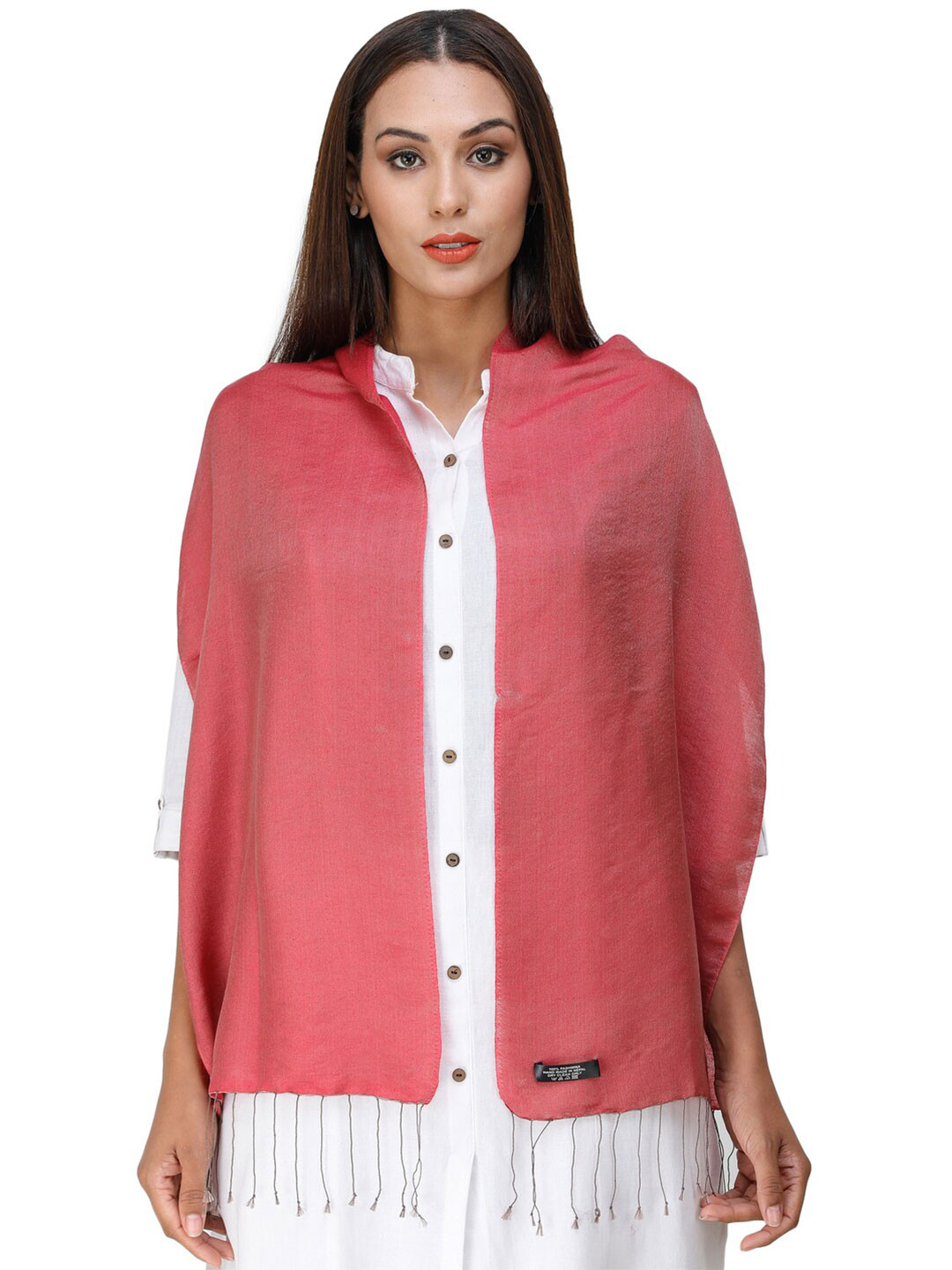 Exotic India Slate Rose Plain Reversible Water-Pashmina Pure Wool-Silk Scarf