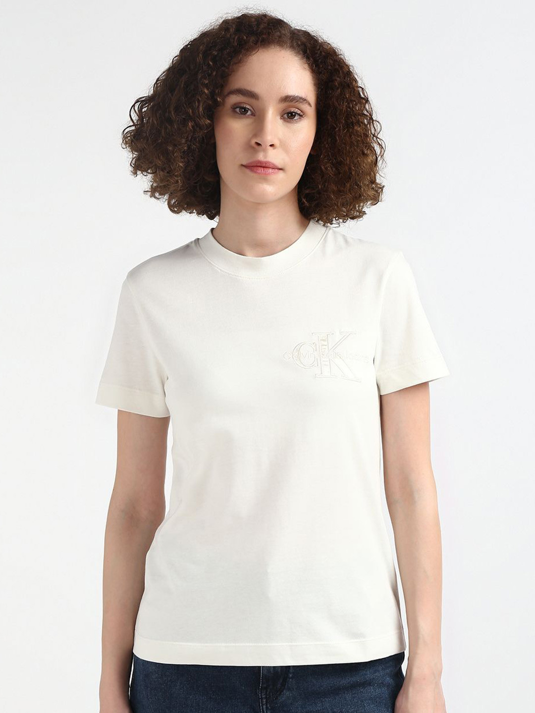 Calvin Klein Jeans Women Round Neck Solid T-shirt