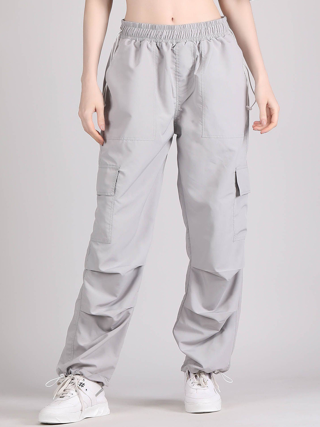 Raxedo Women Mid-Rise Sportscore Relaxed Fit Baggy Parachute Track Pant