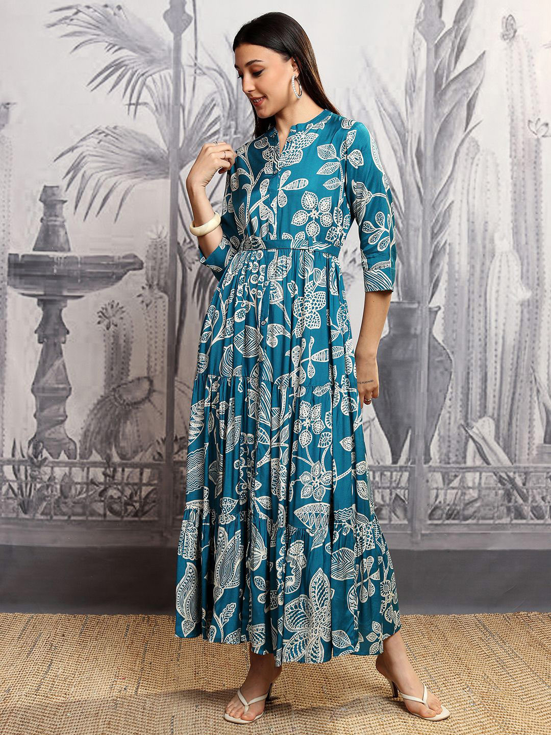 Vishudh Floral Print Maxi Dress