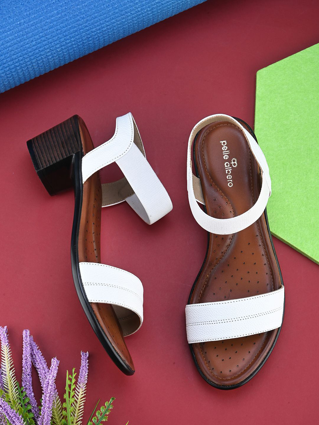 Pelle Albero Women Leather Slip-On Backstrap Block Heel
