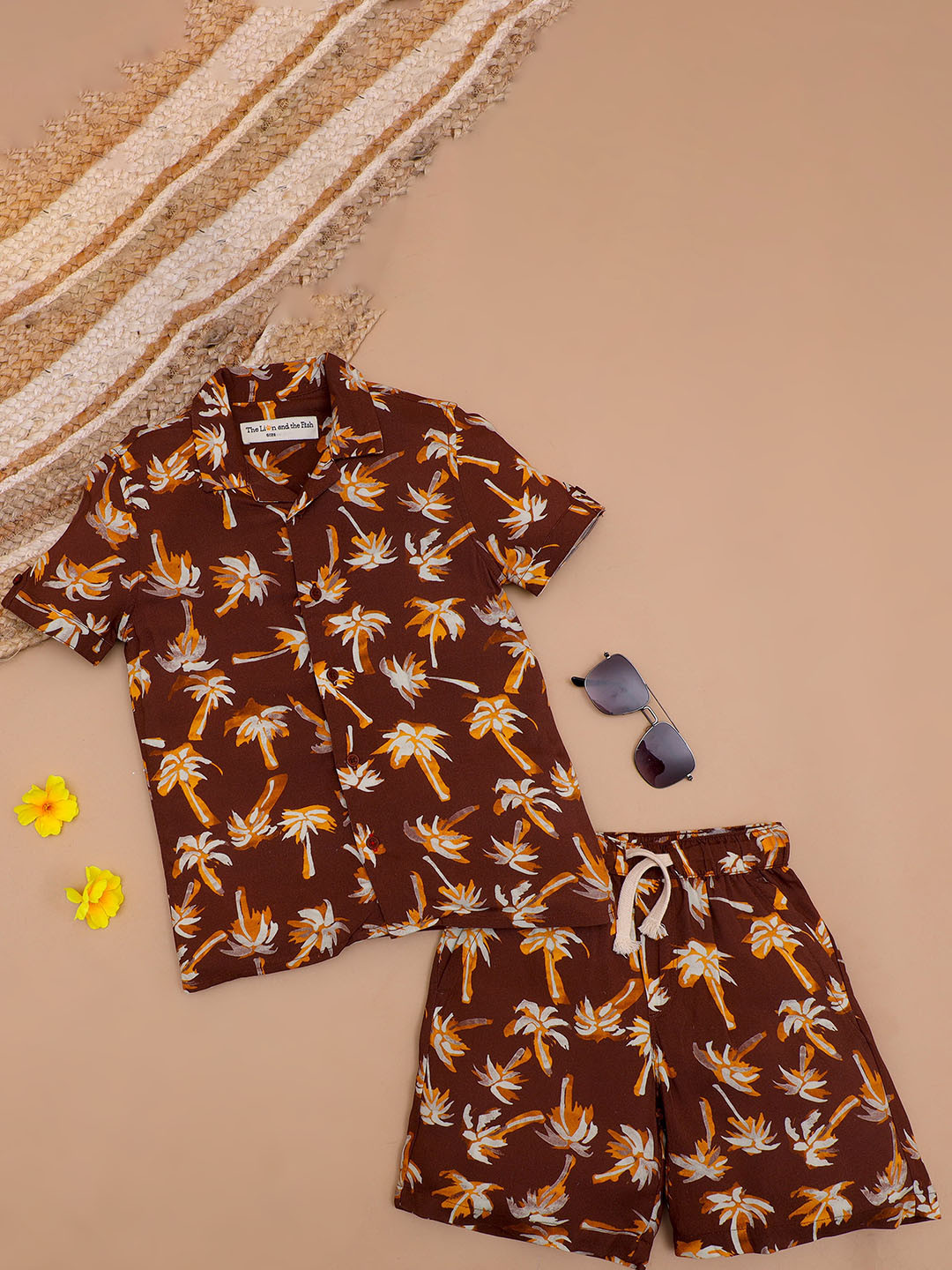 The Lion and The Fish Boys Electric Palm Tree Printed Shirt & Short Co-Ord Set