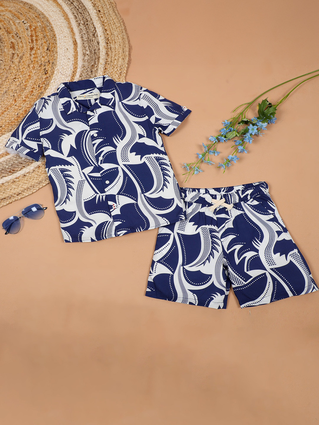 The Lion and The Fish Boys Japanese Printed Shirt & Short Co-Ord Set