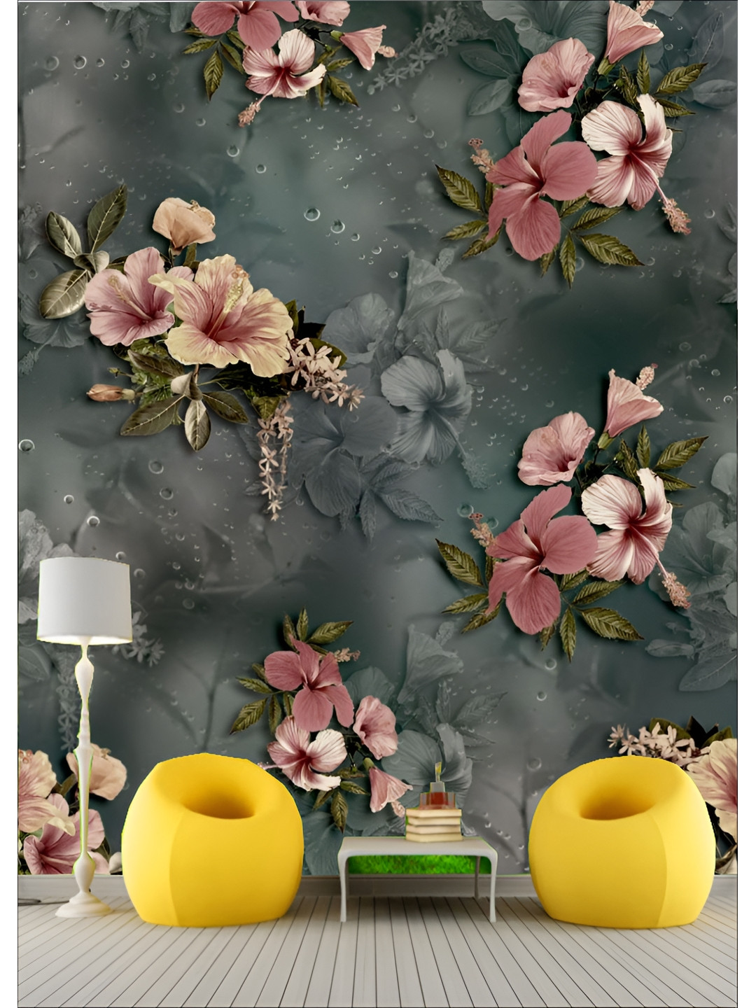 Aura Grey & Pink Printed Self-Adhesive 3D Wallpaper