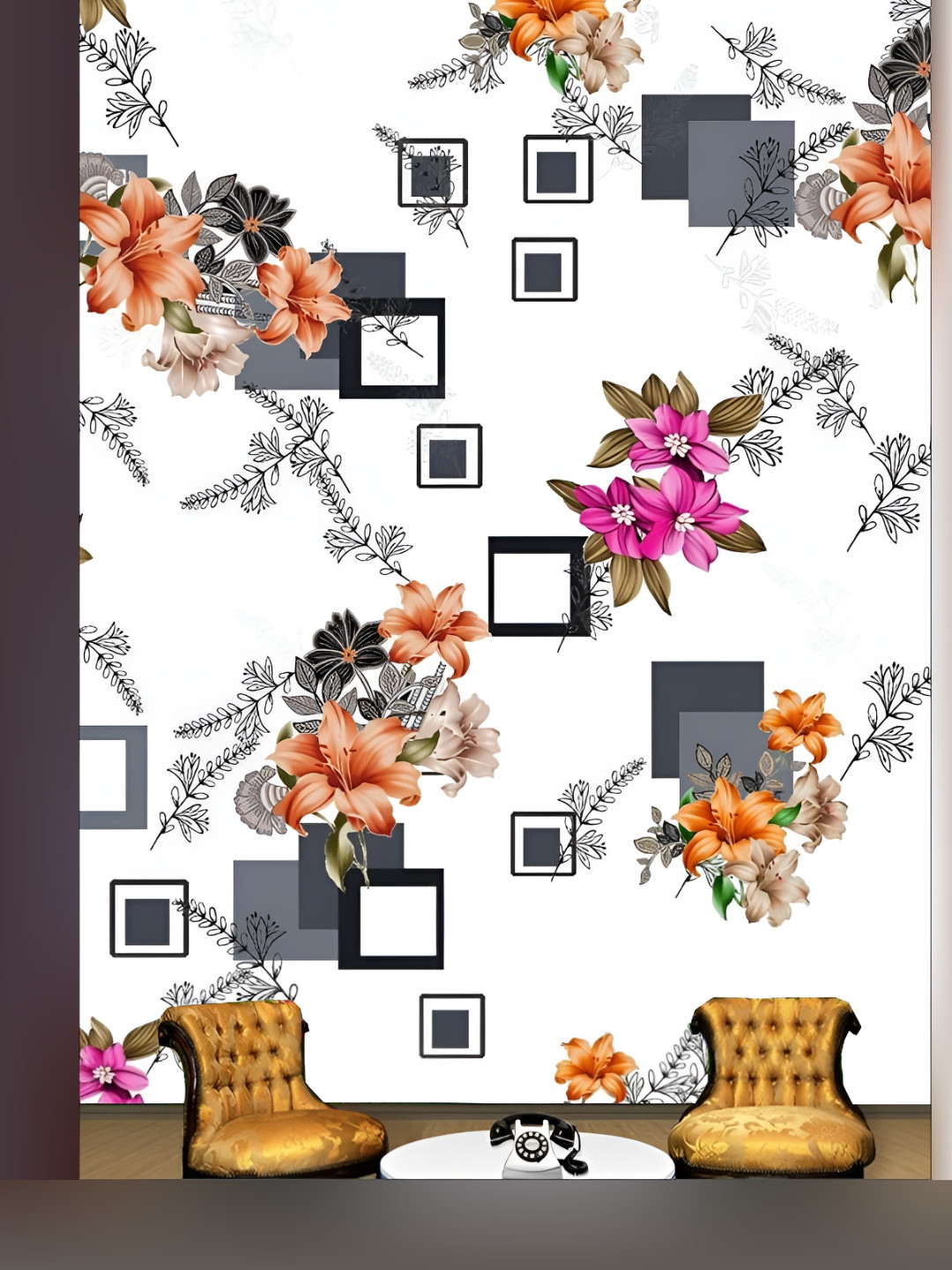 Aura White & Grey Printed Self-Adhesive 3D Wallpaper