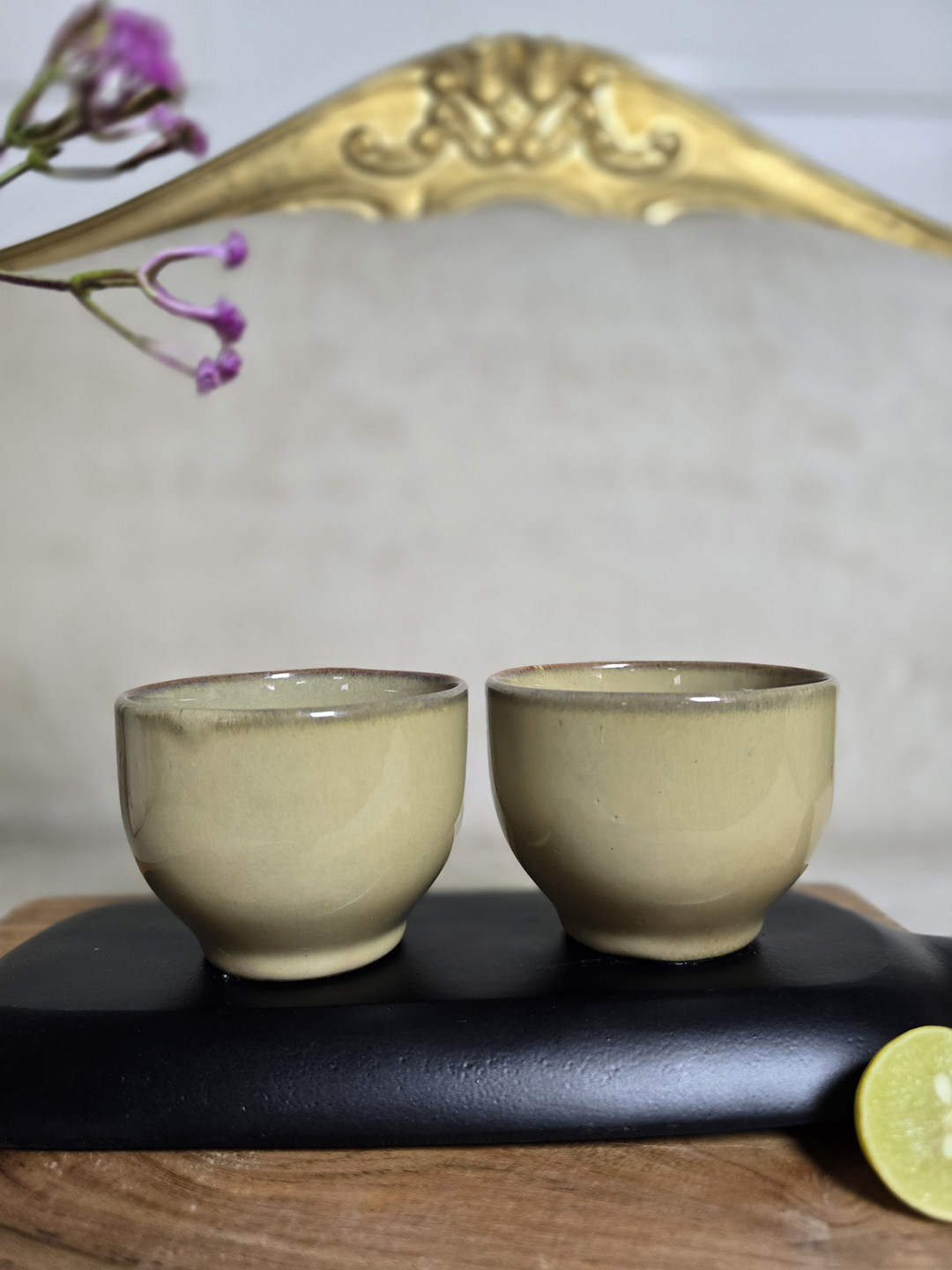 Folkstorys Daddy Will Always Be My King Beige Ceramic Handmade 2 Piece Mugs-50ml