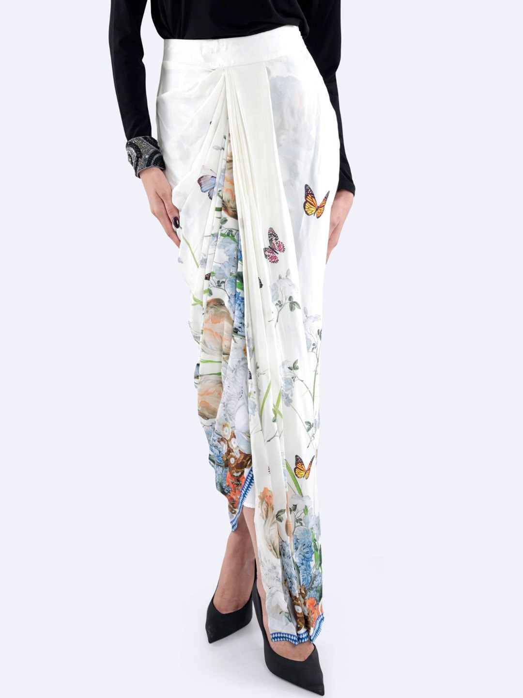 JYO DAS Printed Drape Maxi Skirts
