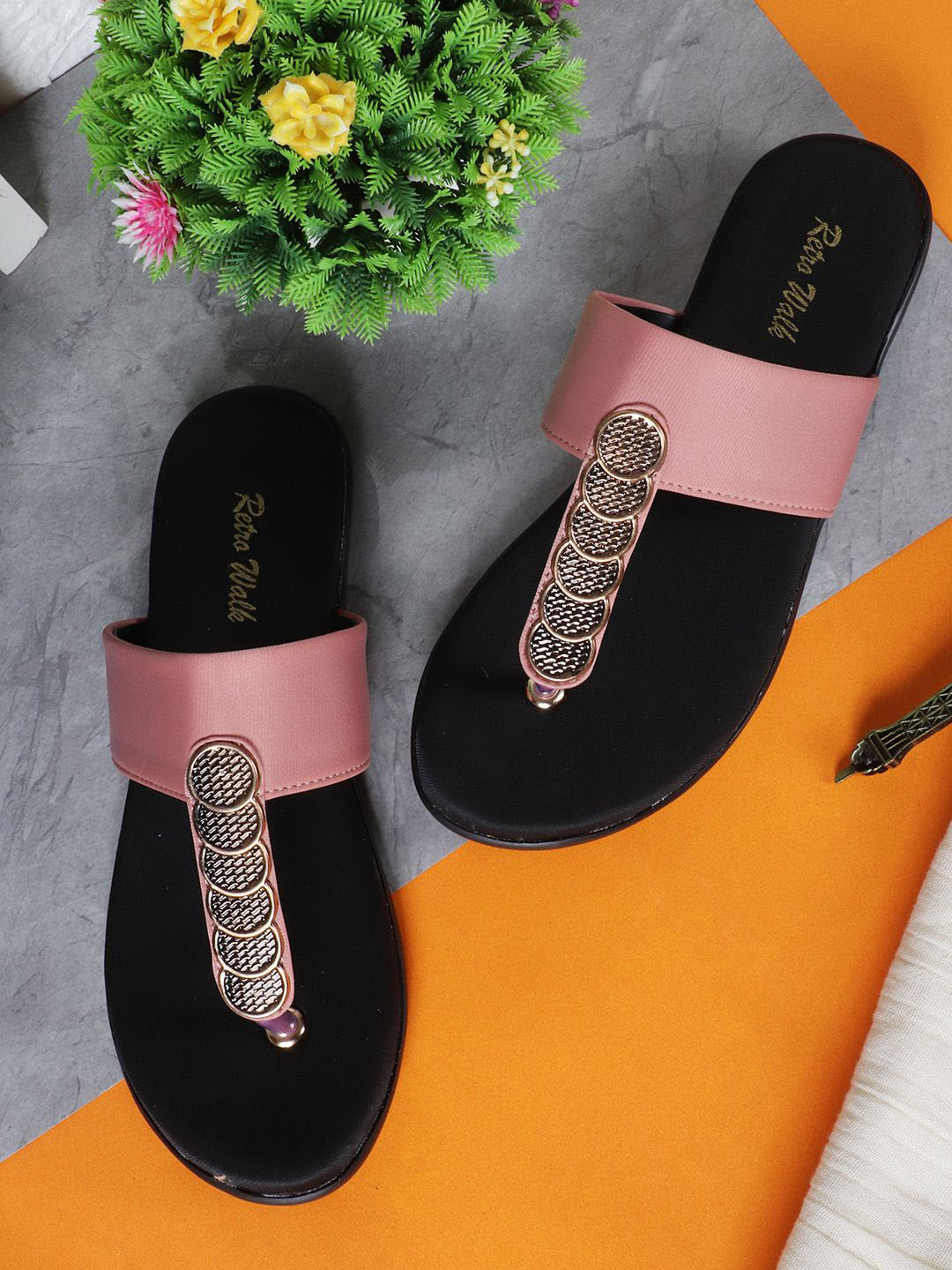 Retro Walk Women Embellished T-Strap Flats Open Toe Flats