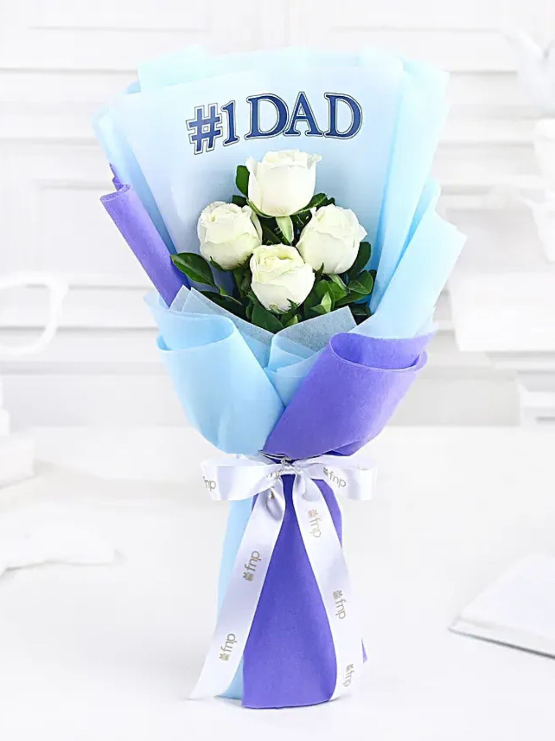 fnp 4-Pcs White Roses Fresh Flowers Bouquet