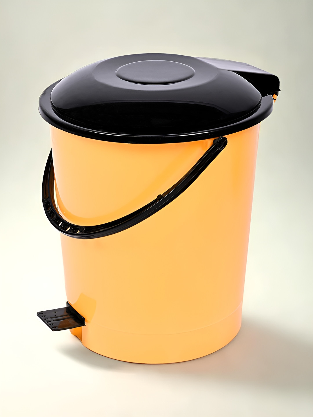 Kuber Industries Orange-Colored & Black Plastic Pedal Dustbin With Lid - 10 L