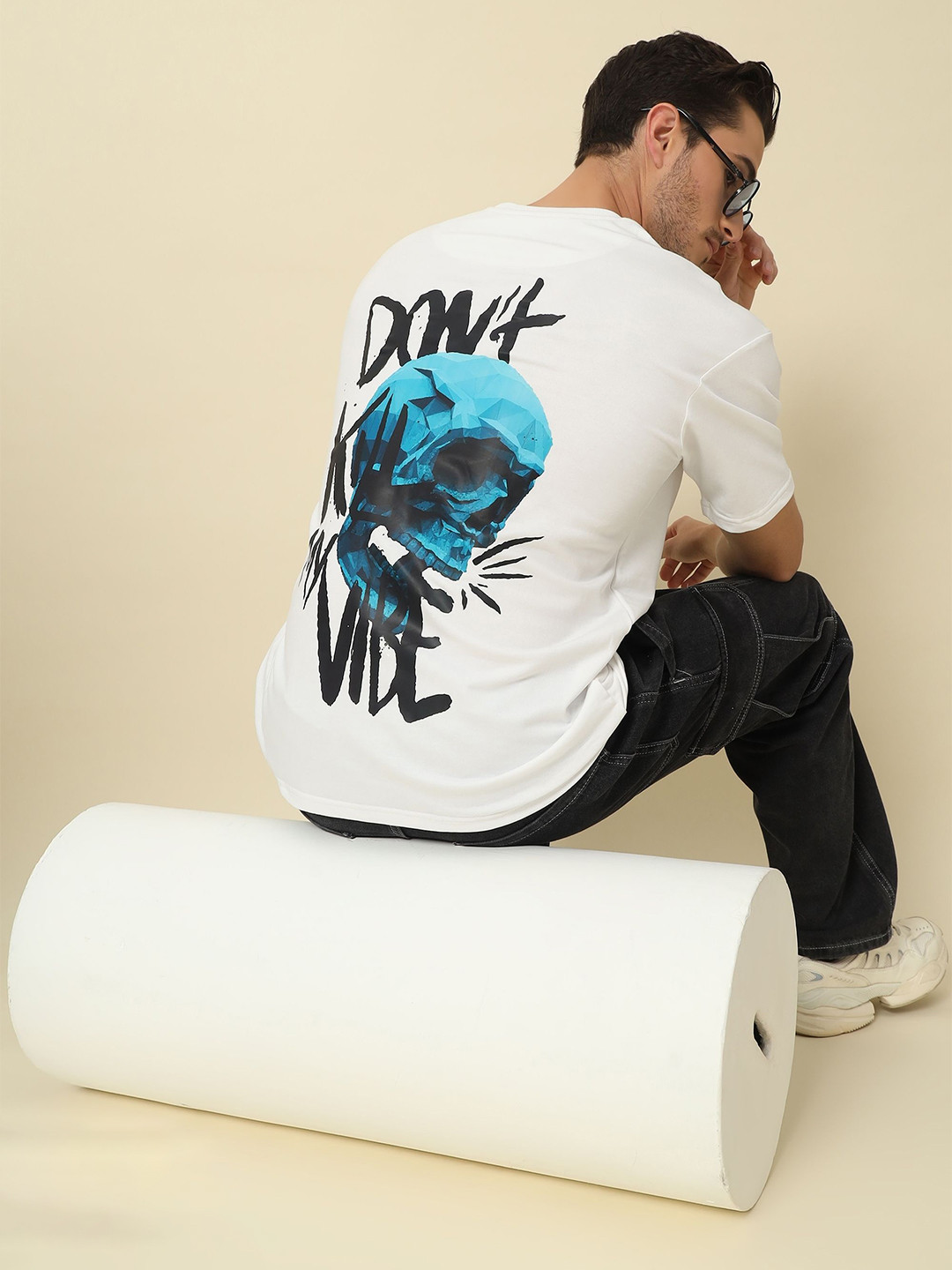 PockMAN Men Graphic Printed Cotton Oversized T-shirt