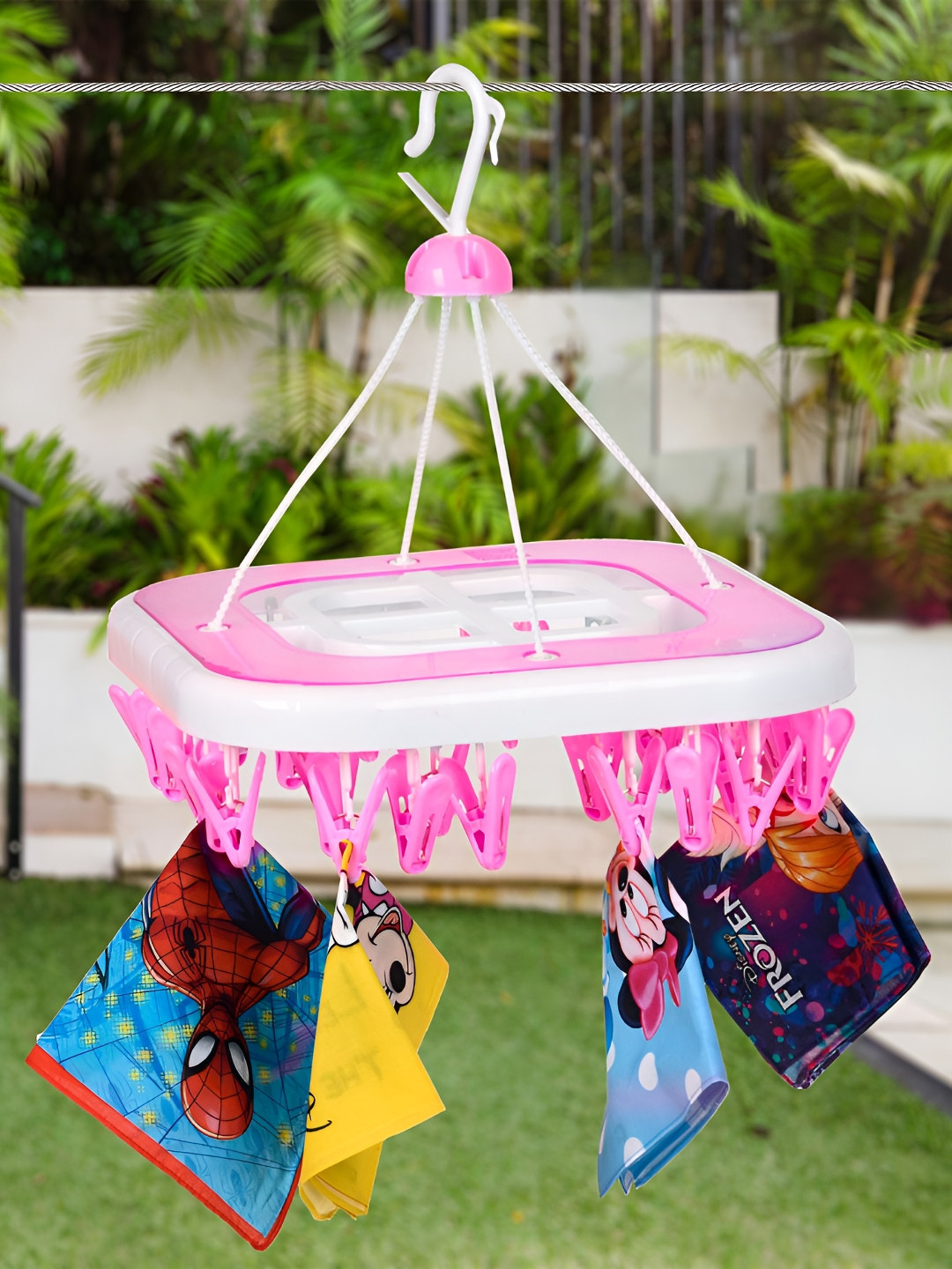 Kuber Industries Pink Set of 1 36 Clips Clothes Plastic Hanger