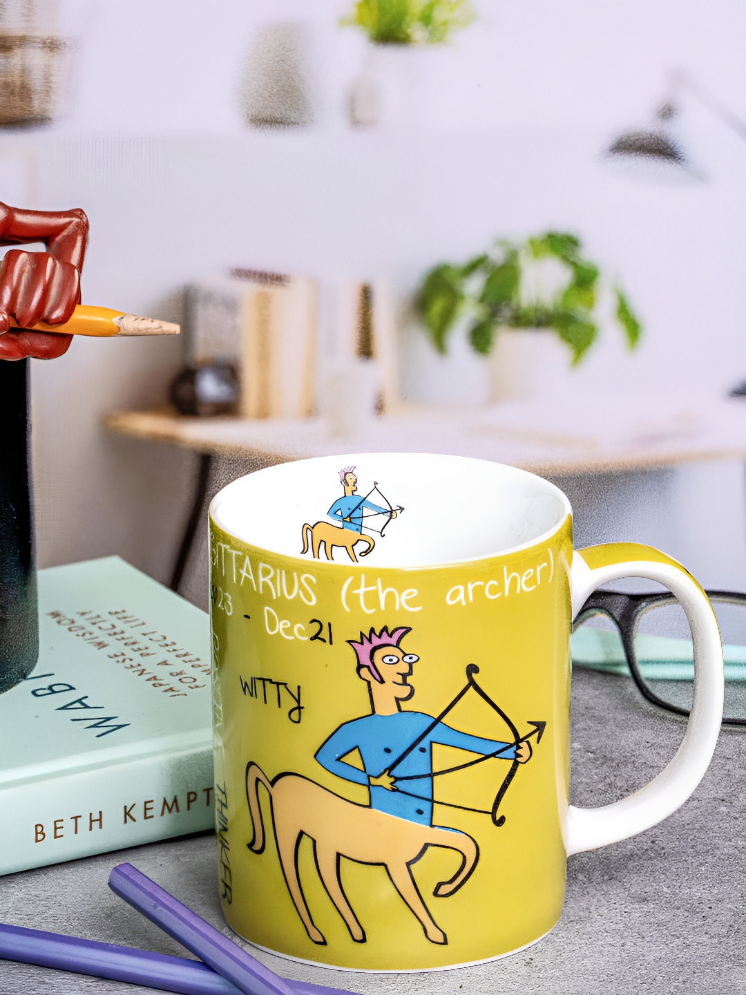 GOODHOMES White Typography Porcelain Handmade Mug-325ml