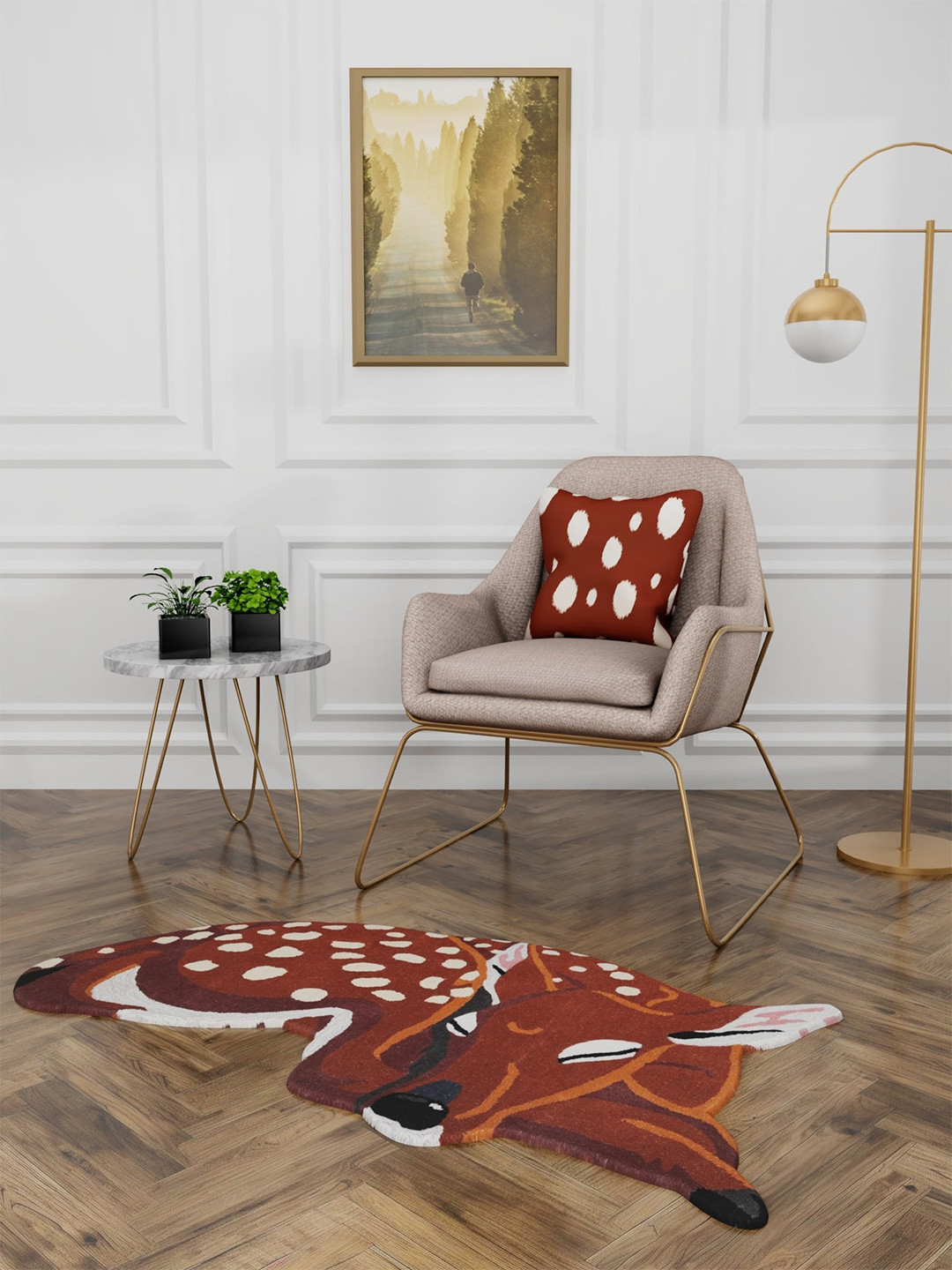 Exotic India Brwon Printed Wooden Cow Wall Hanging Plate