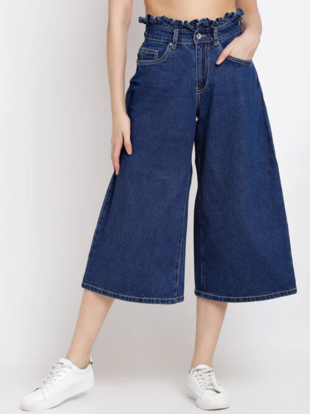 Global Republic Women Loose Fit High-Rise Wrinkle Free Culottes Trousers
