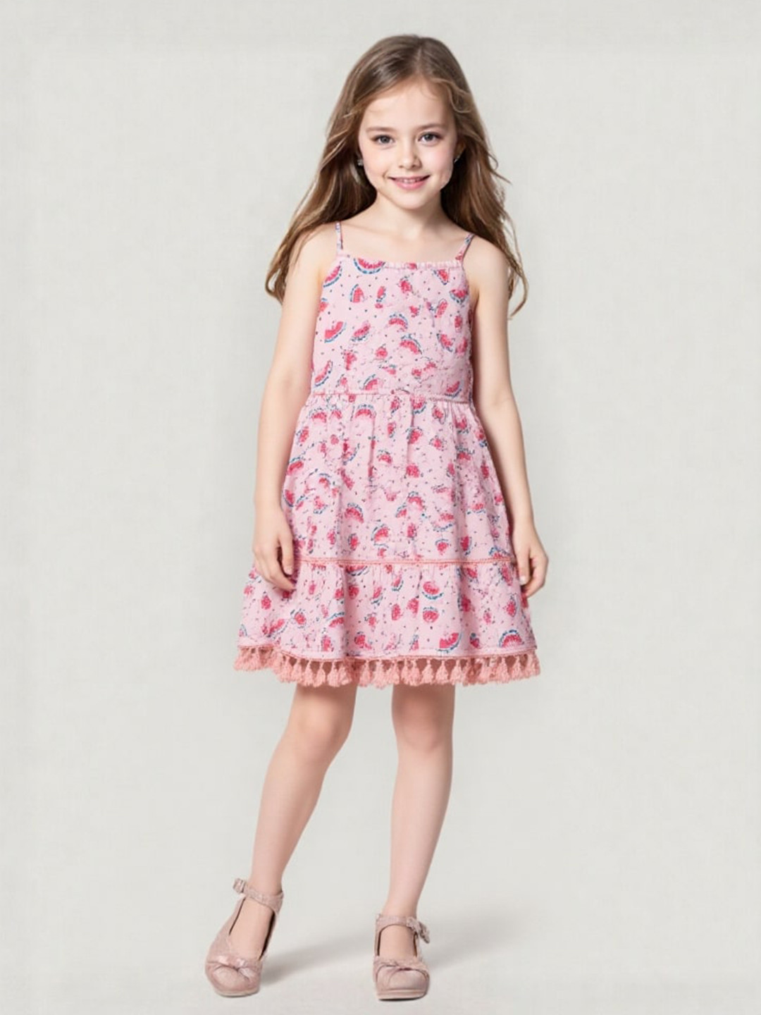 HERE&NOW Shoulder Strap A-Line Tassels Dress