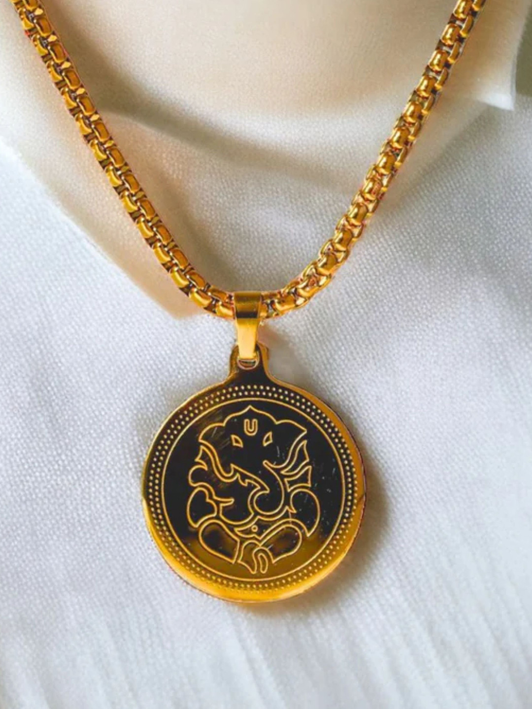 Japam 24K Gold Plated Ganesh Ji Coin Necklace