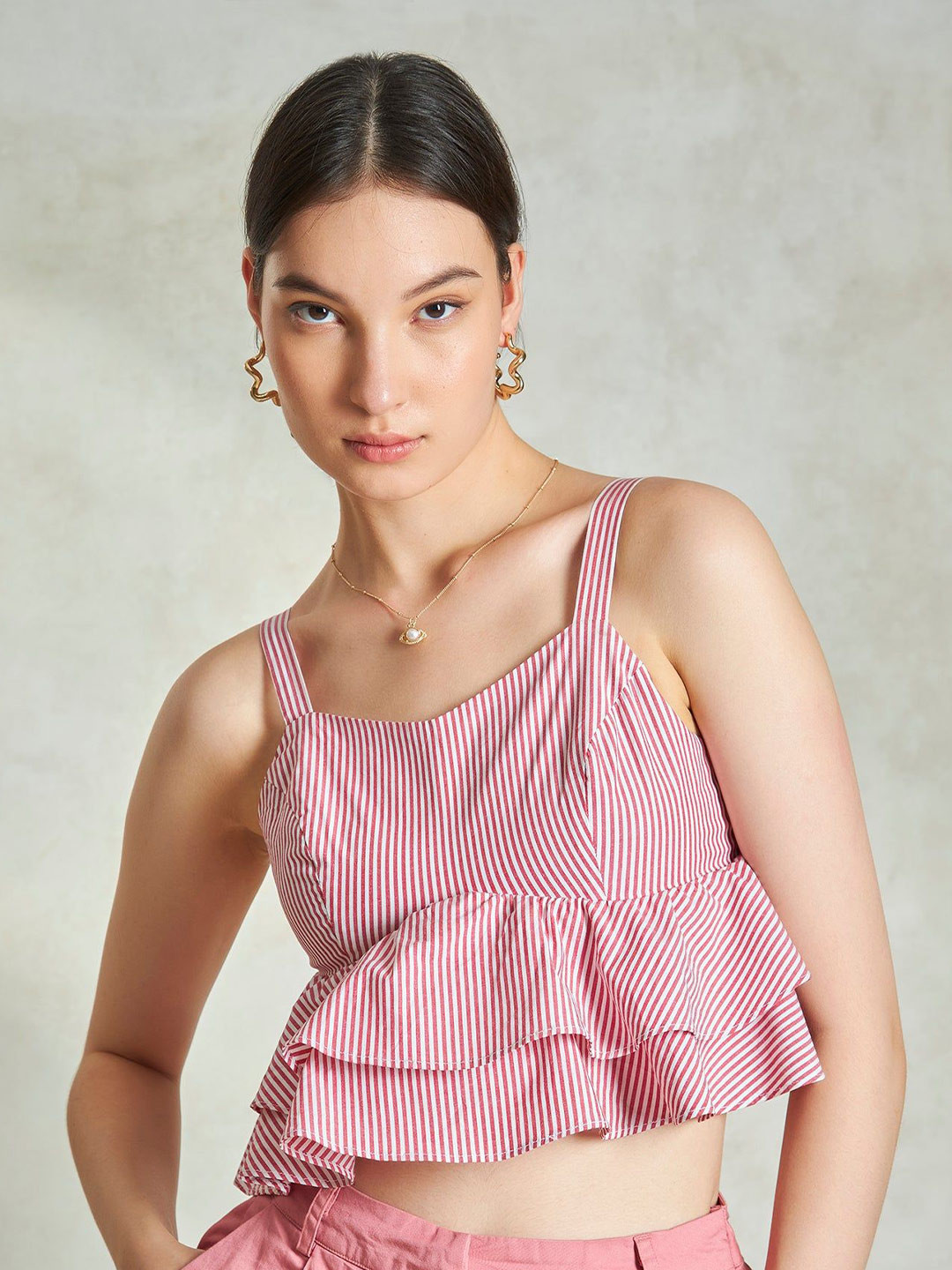 Virgio Pure Cotton Top With Frills