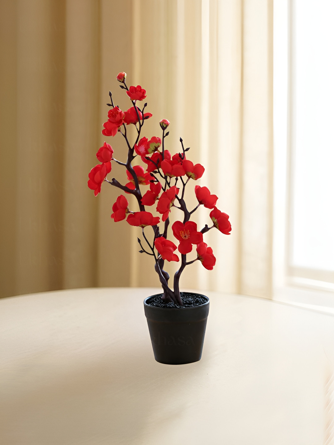 Nostrae by Ekhasa Red 1 Pieces Blossom Artificial Flower With Pot