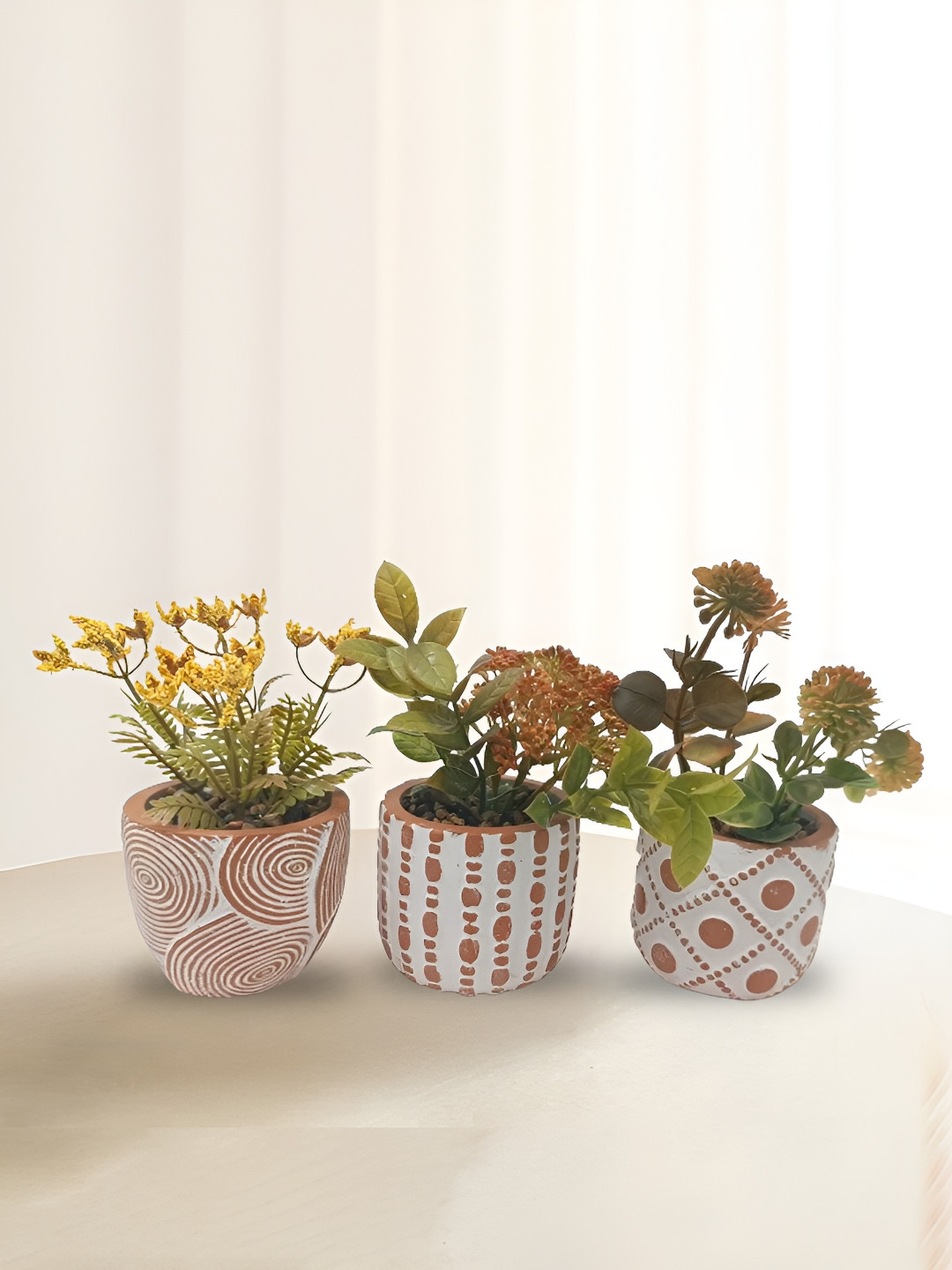 Nostrae by Ekhasa Green 3 Pieces Artificial Plant With Pot
