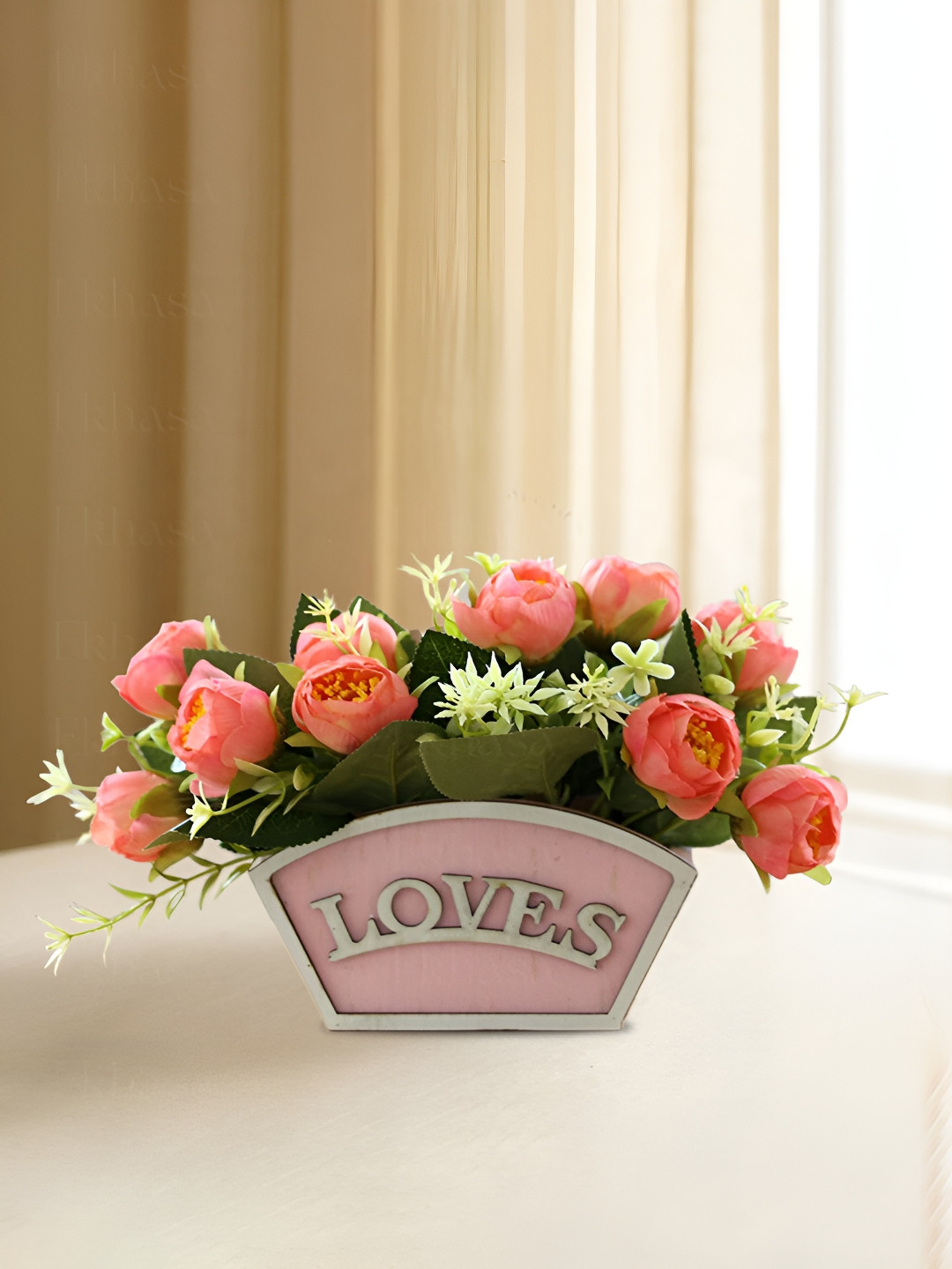 Nostrae by Ekhasa Orange 1 Pieces Artificial Flower With Pot