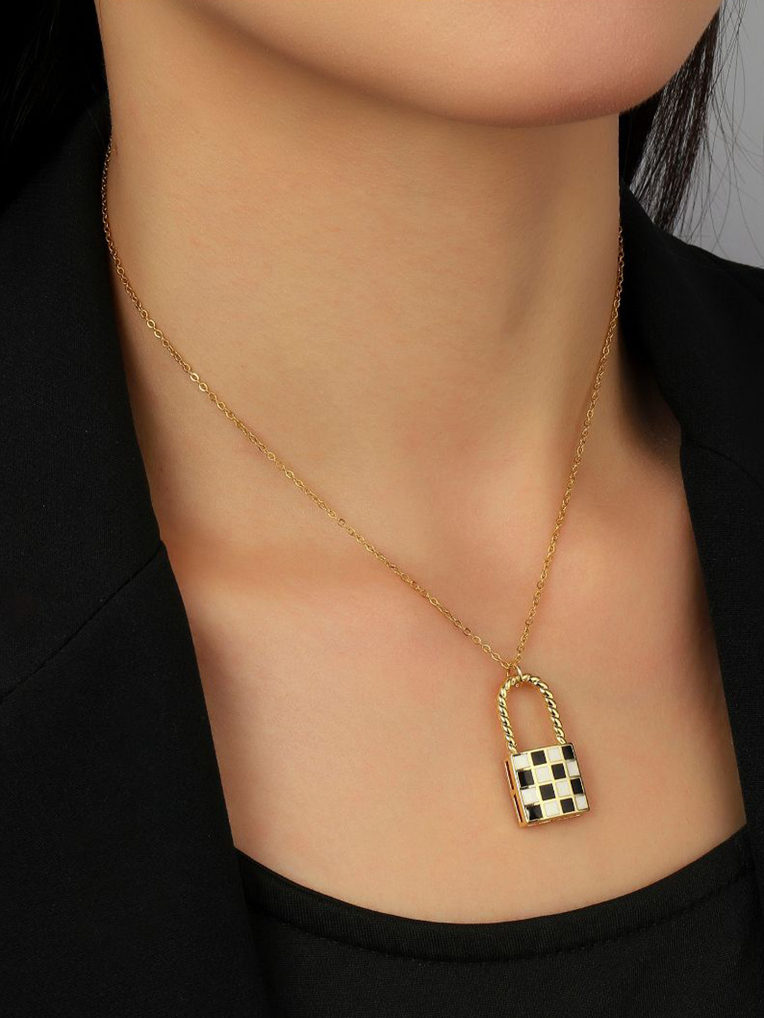 SALTY Women Love Lock Gold Necklace