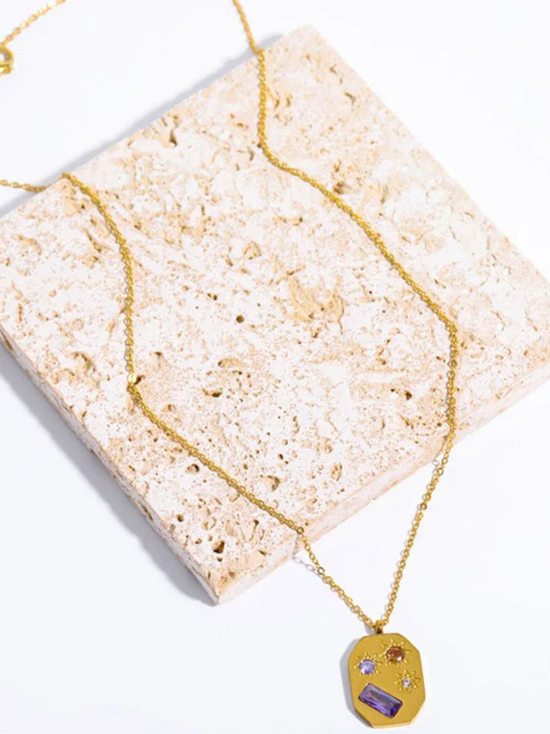 SALTY Stainless Steel  Classic Chic Golden Pendant With Chain