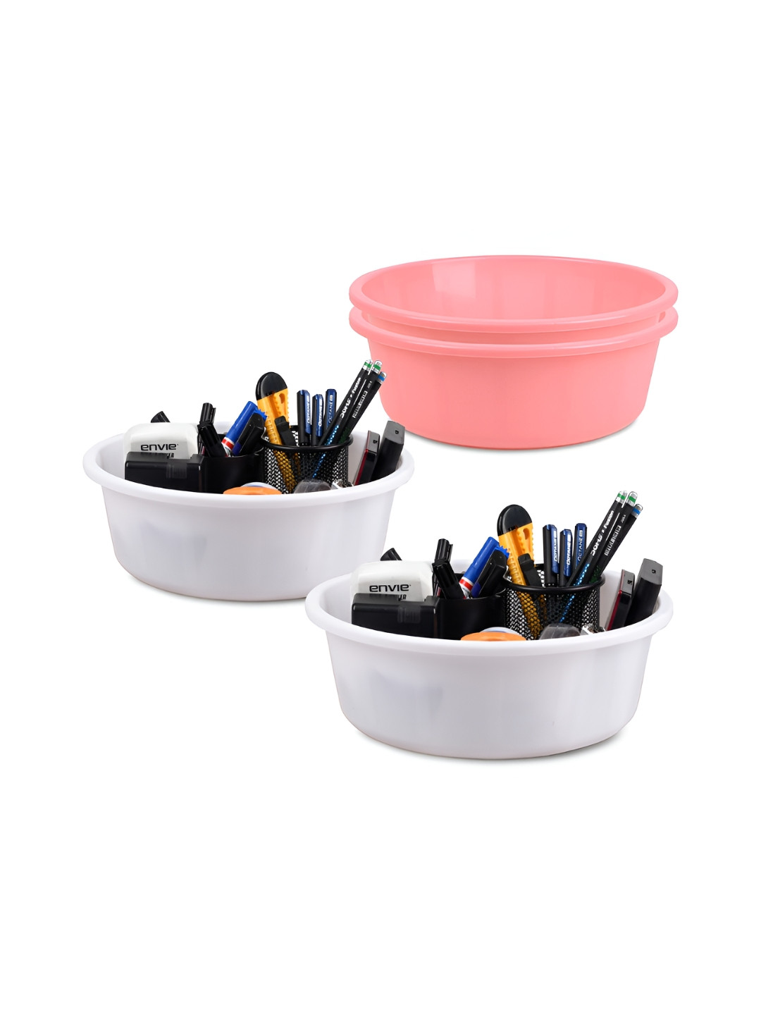 Kuber Industries Pink Set of 4 Regular Desk Organiser