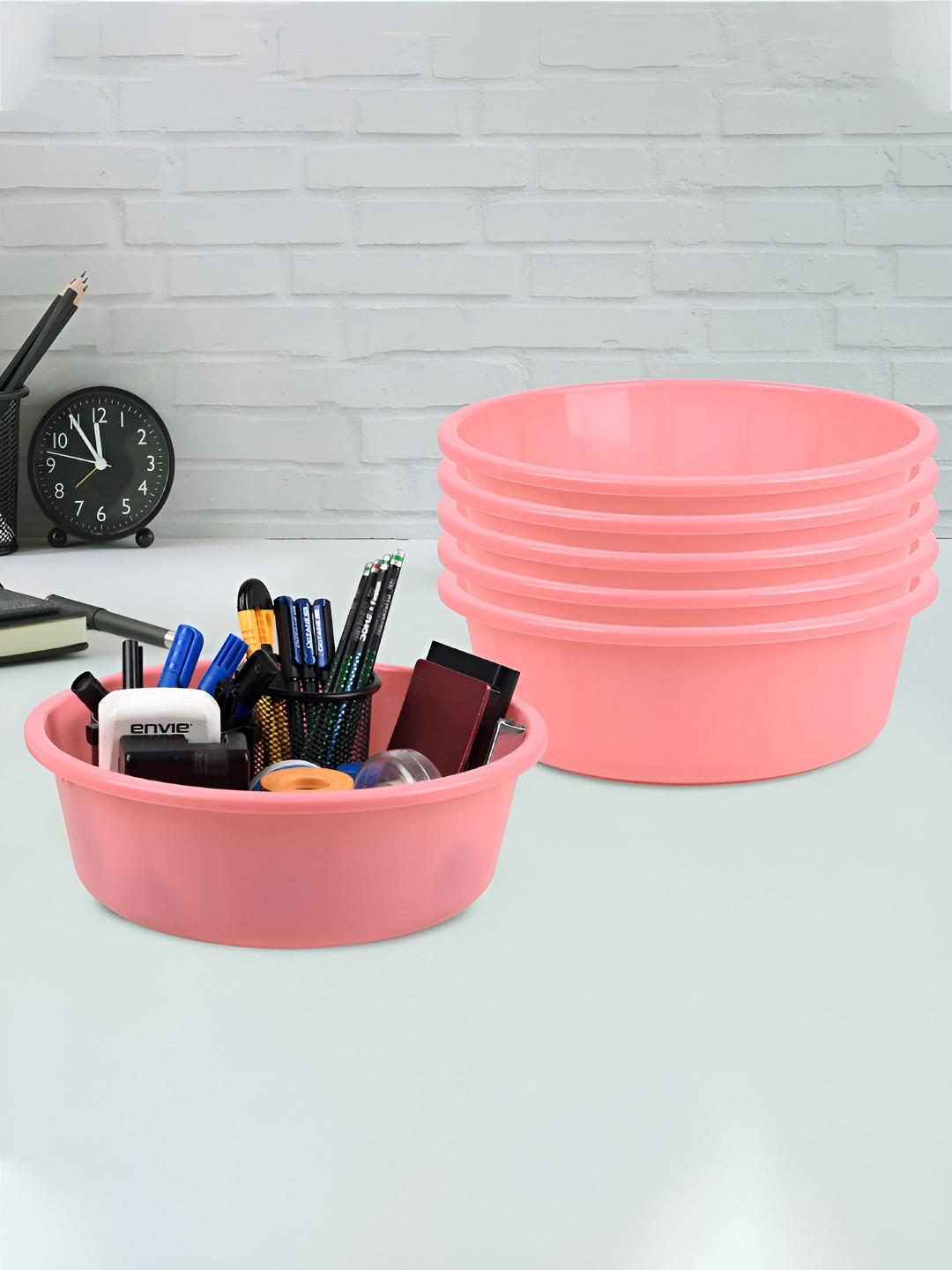 Kuber Industries Pink Set of 6 Regular Desk Organiser