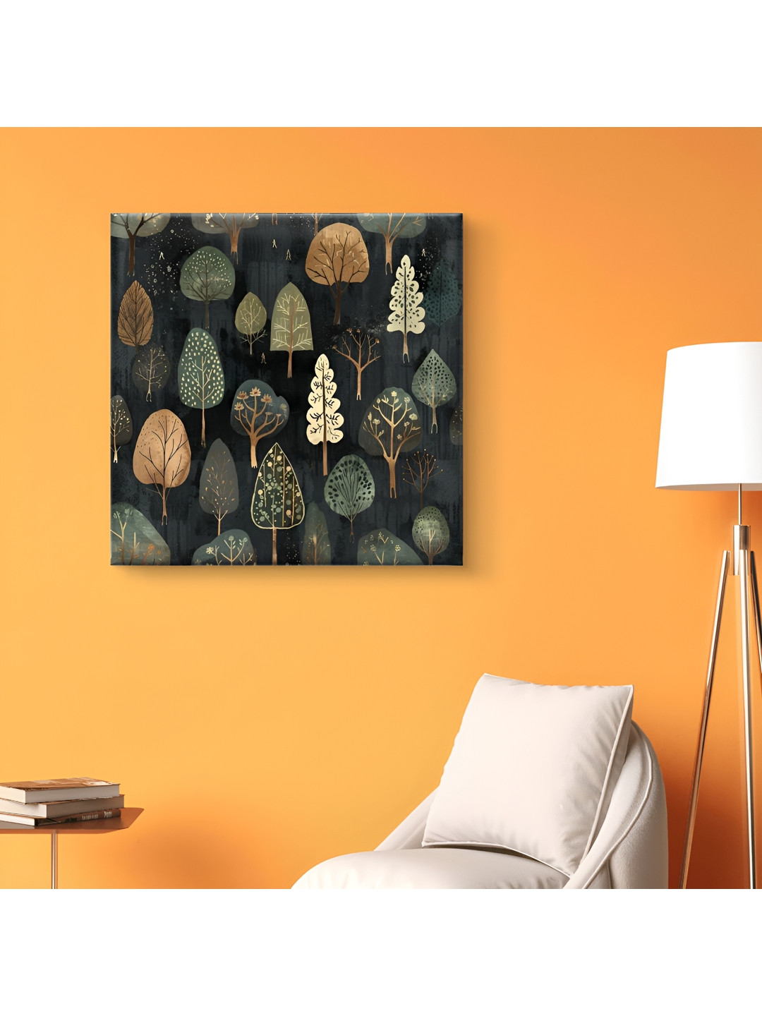 SAF Black & Green 1 Piece Canvas Floral and Botanical Wall Paintings