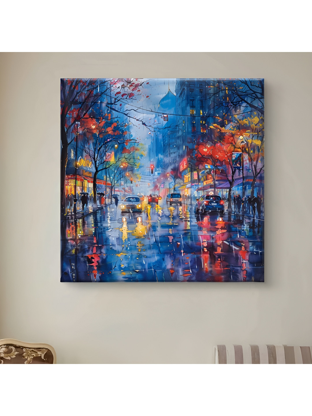 SAF City Vibes Canvas Wall Square Paintings Wall Art - 24 x 24In
