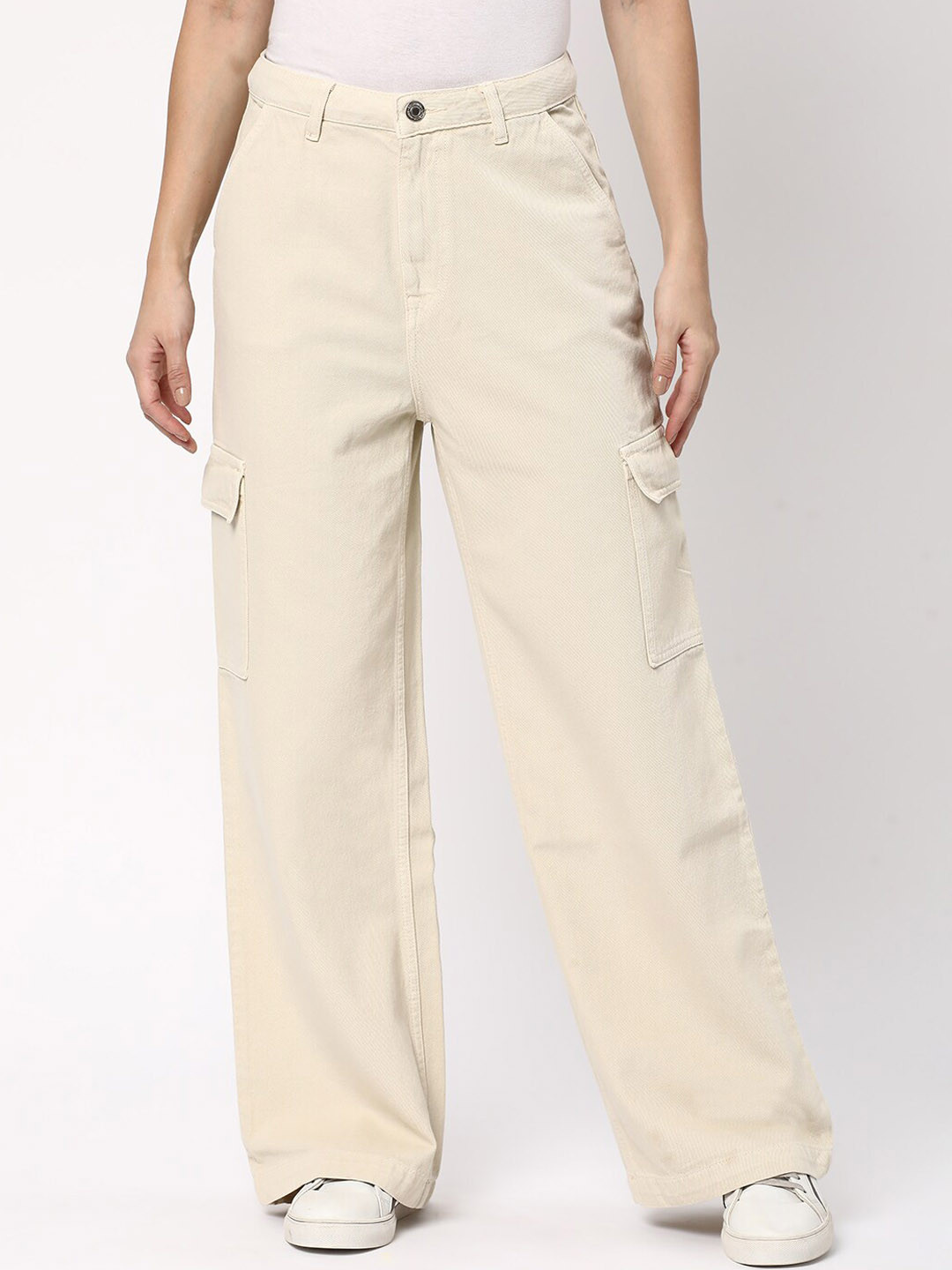 R&B Women Wide Leg Slash Knee Jeans