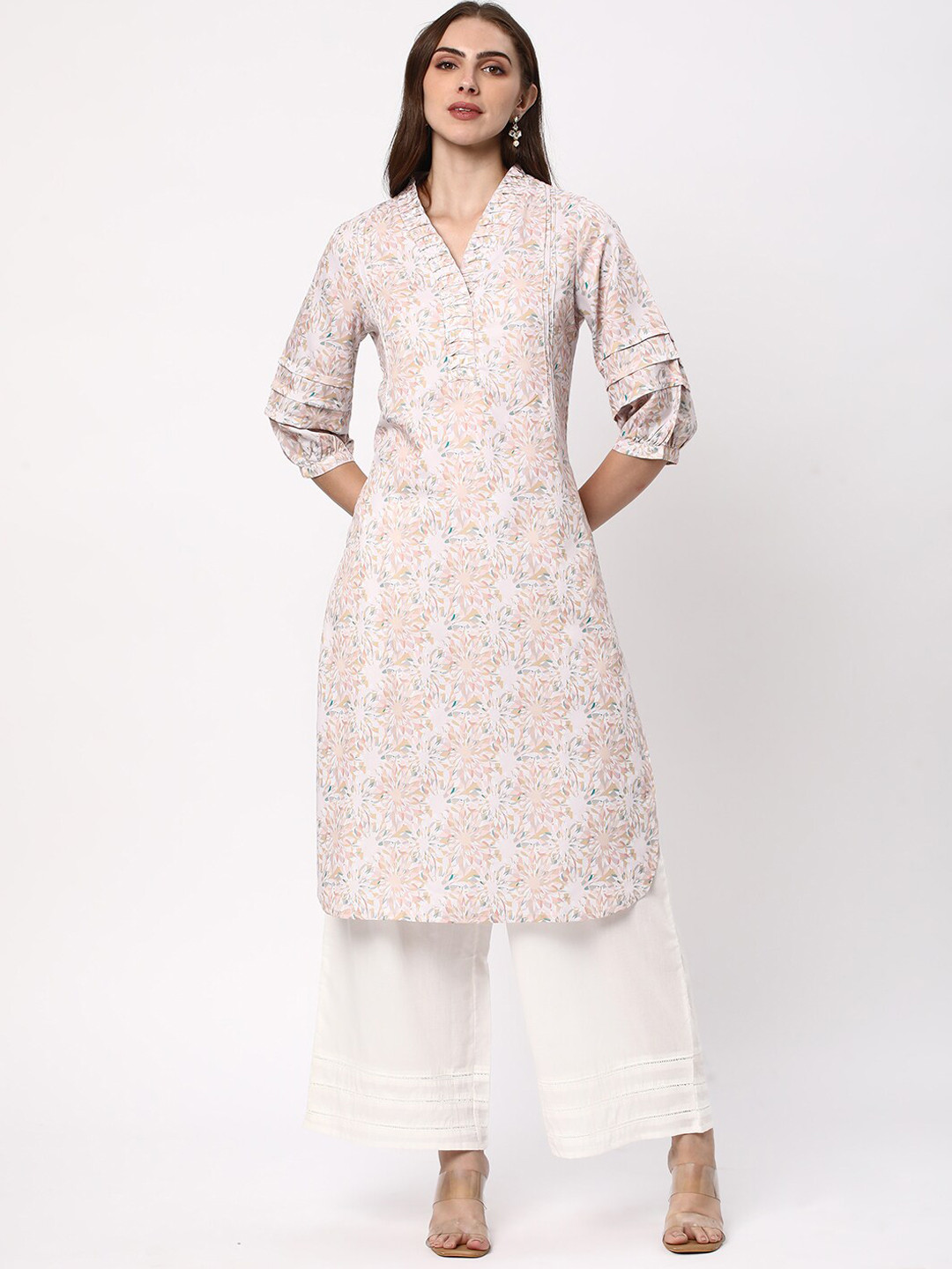 R&B Women Floral Printed Pathani Kurta
