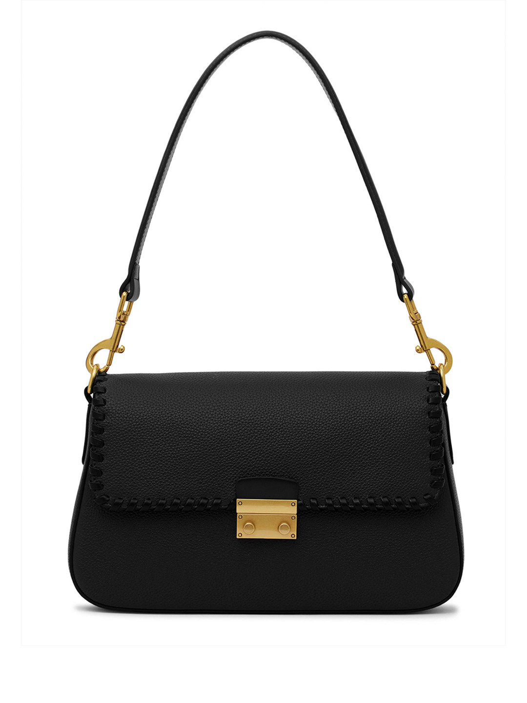 MIRAGGIO Sarah Black Structured Shoulder Bag with Detachable Sling Strap