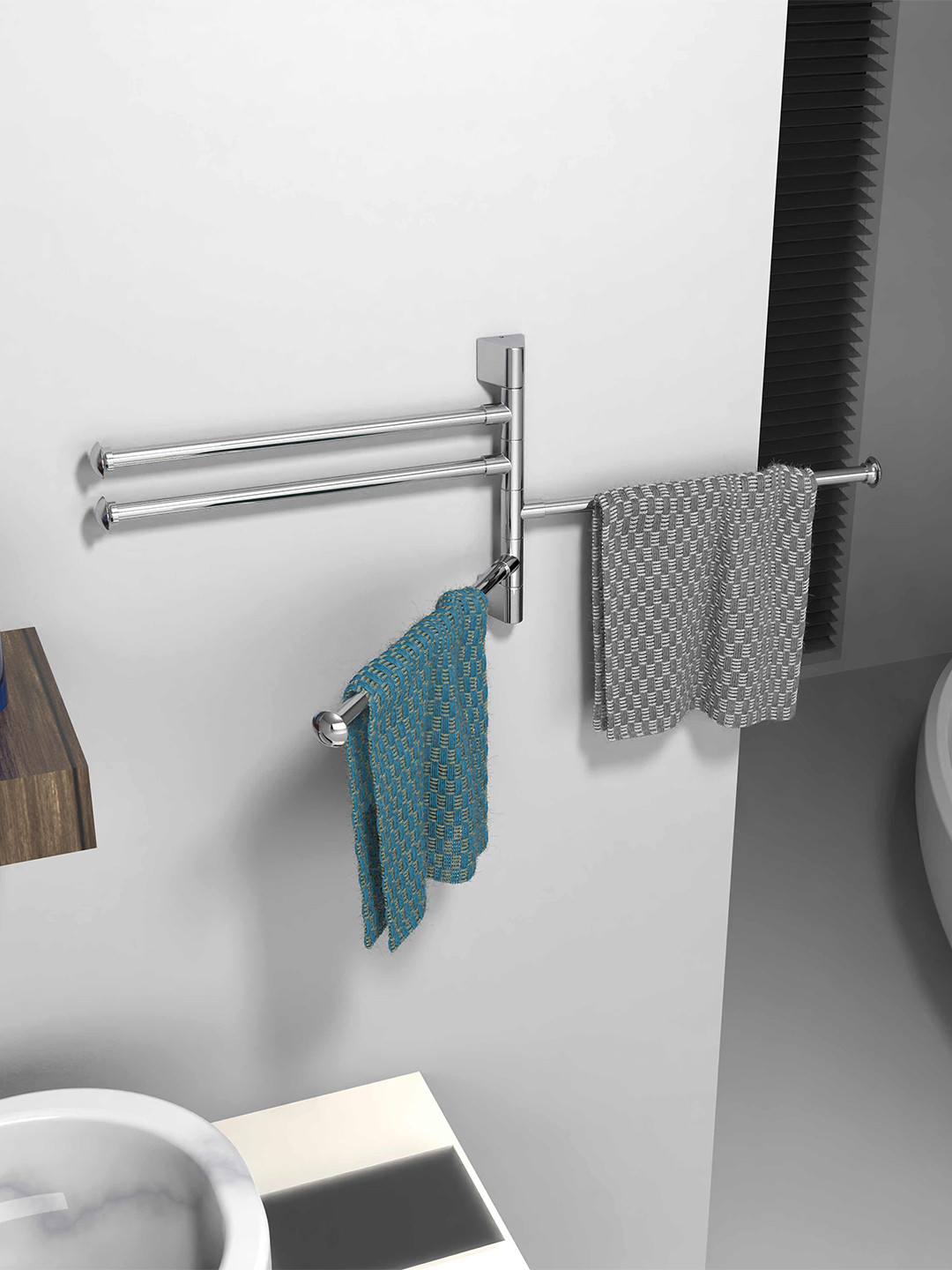 Filox 4 Tier Stainless Steel Metallic Finish Classic Bathroom Towel Rod