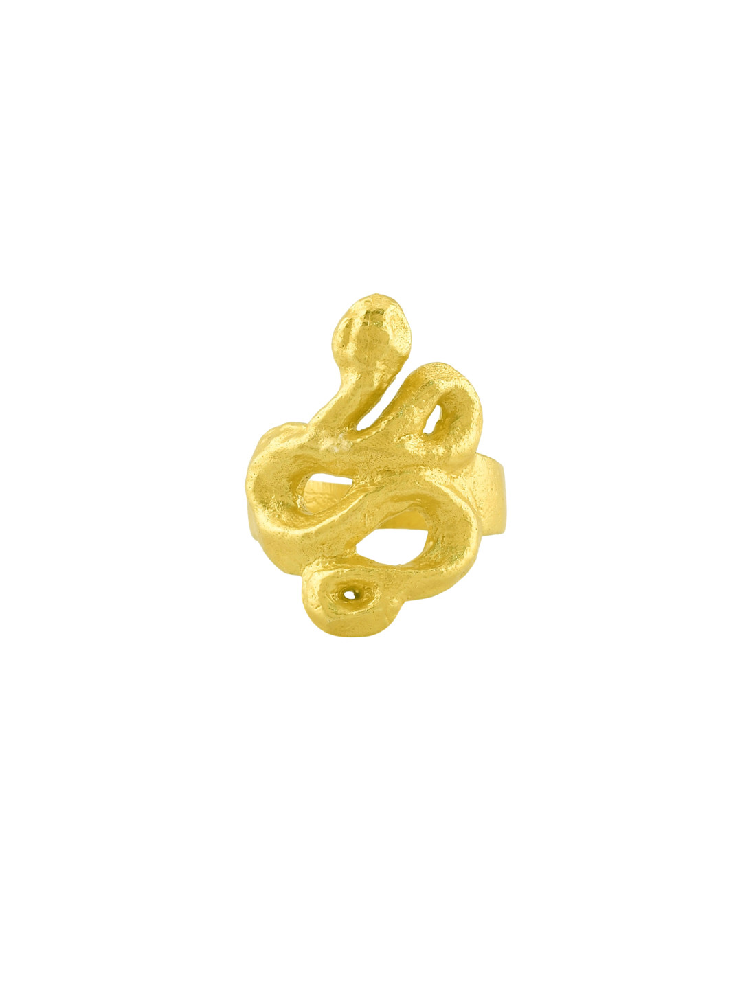 ARVINO Women Textured 14k Gold Plated Cobra Snake Ring
