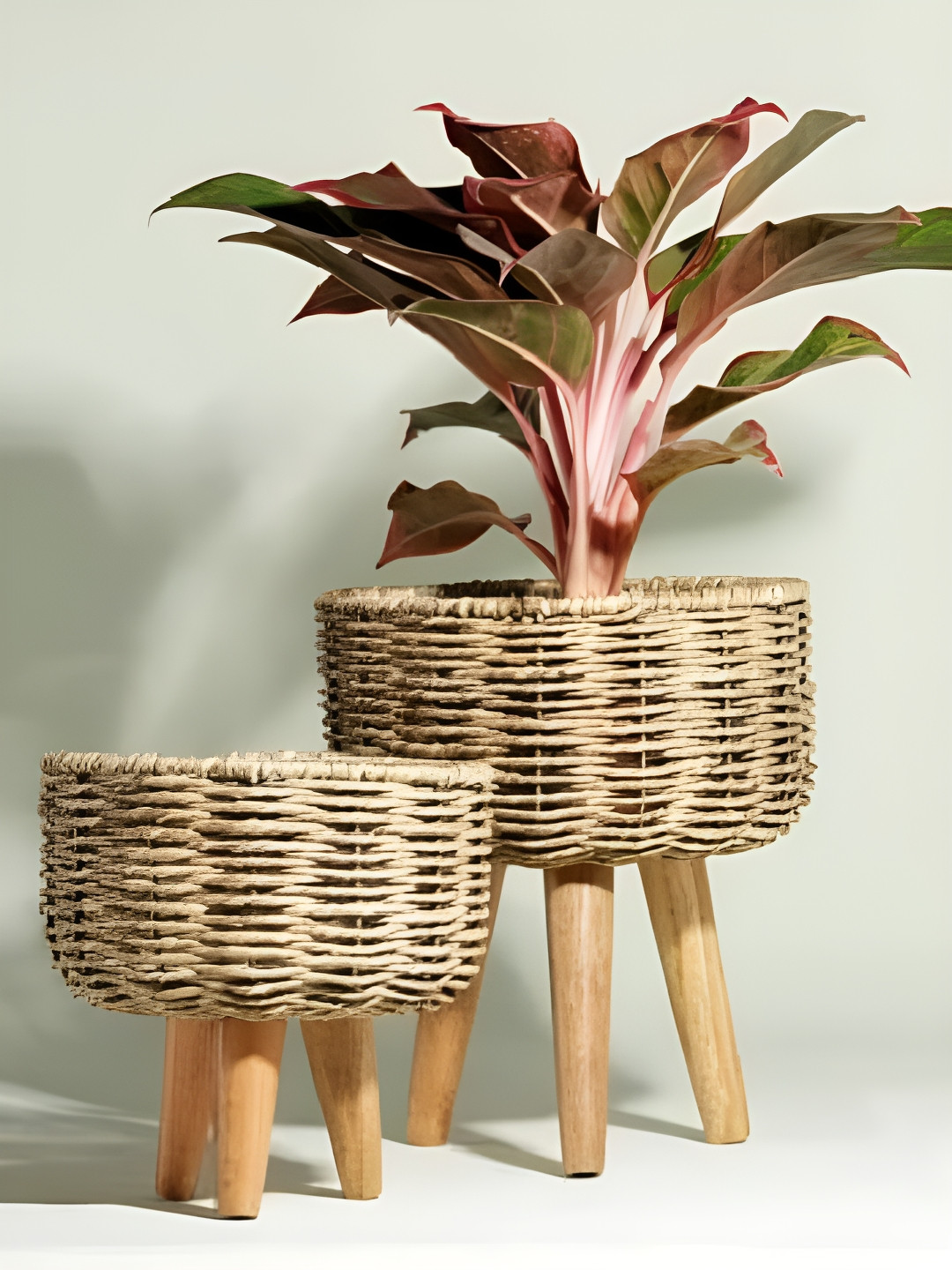 The Advitya Set Of 2 Small & Medium Jute Planter Baskets