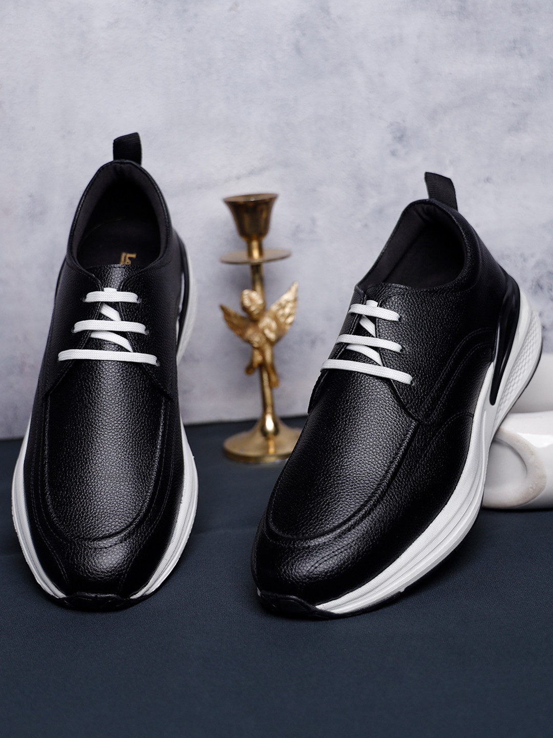 LOUIS STITCH Men's Egyptian Black Leatherette Sneaker Cushioned Casual Shoes