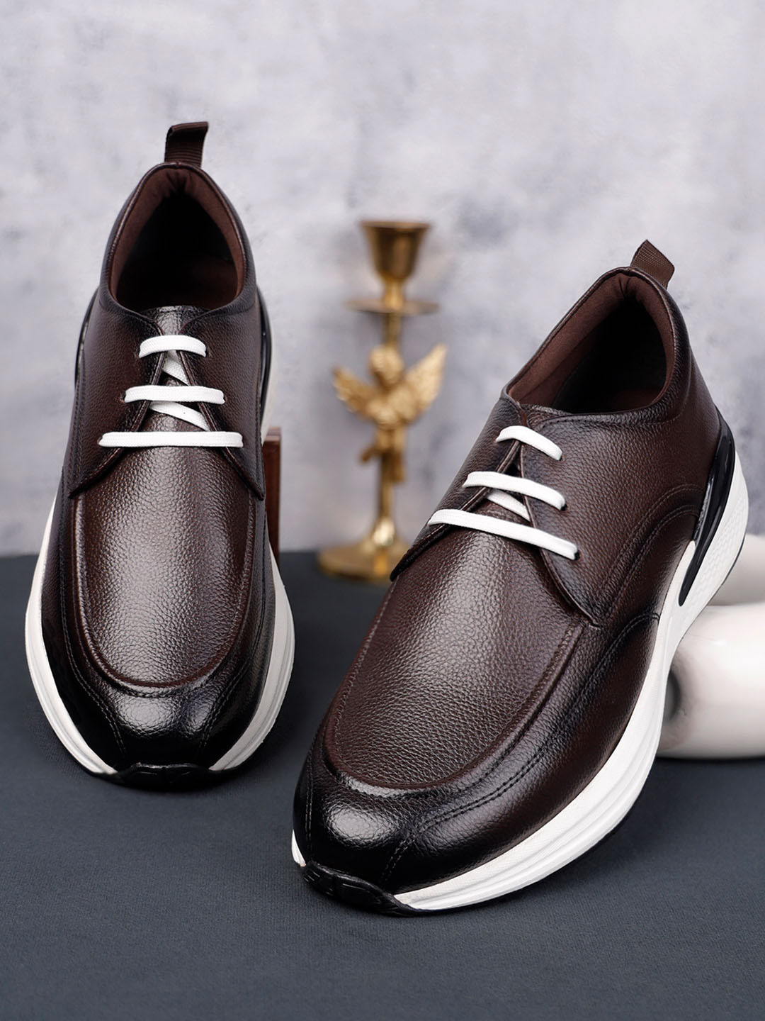 LOUIS STITCH Men's Mexican Brown Leather Sneaker Cushioned Casual Shoes