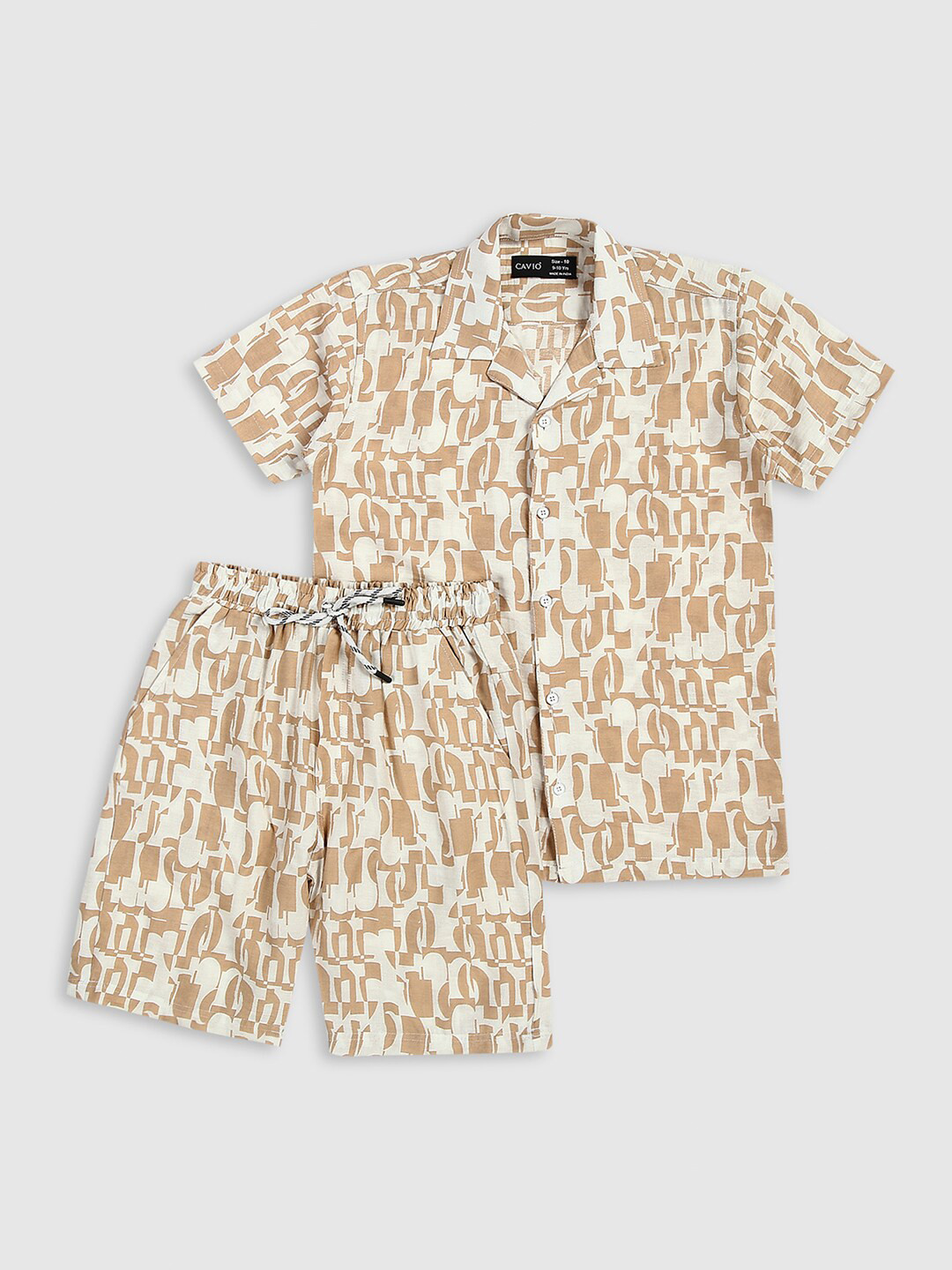 CAVIO Boys Shirt Collar Self Design Printed Shirt with Shorts