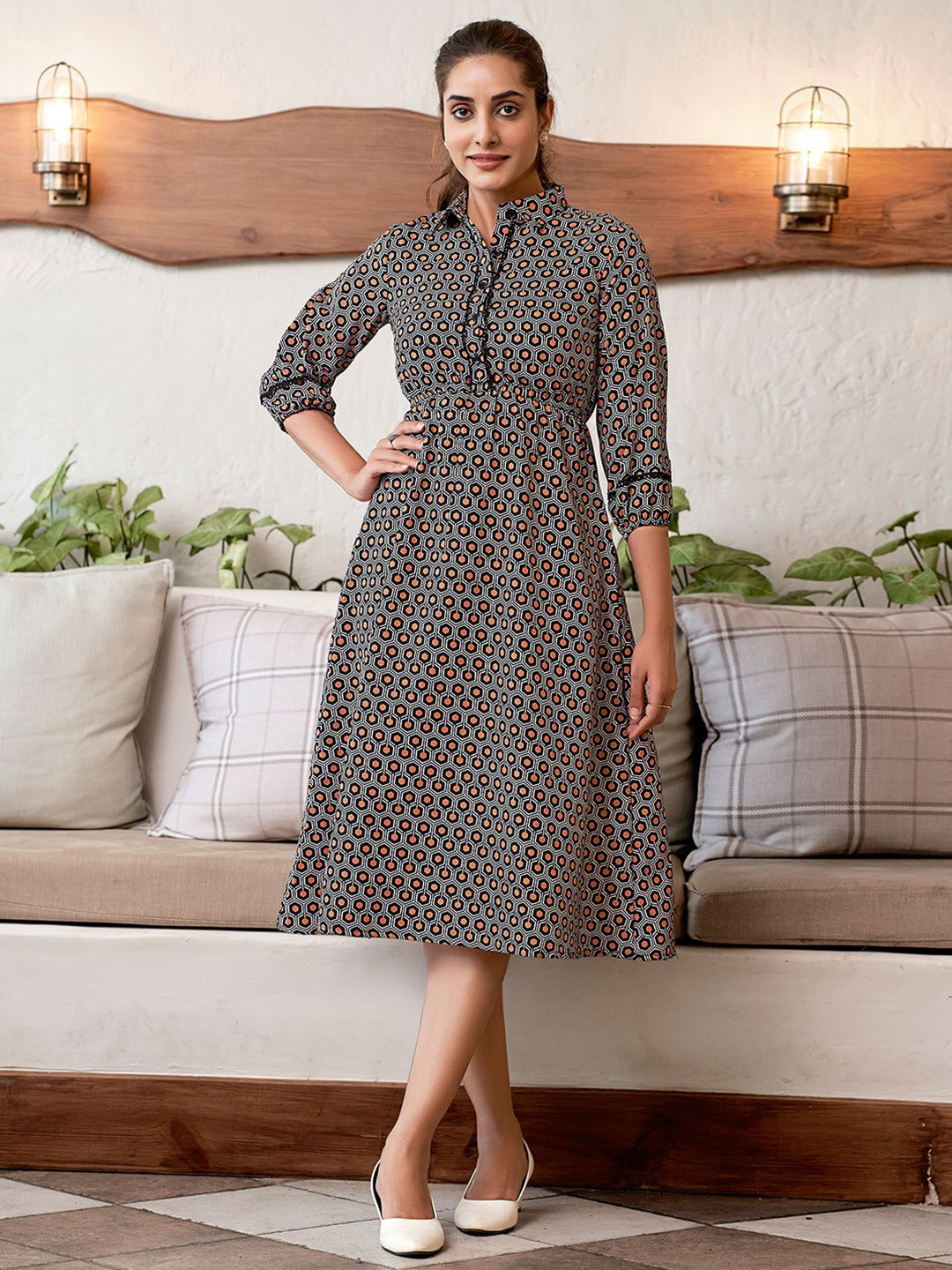 Selvia Printed Fit & Flare Dress