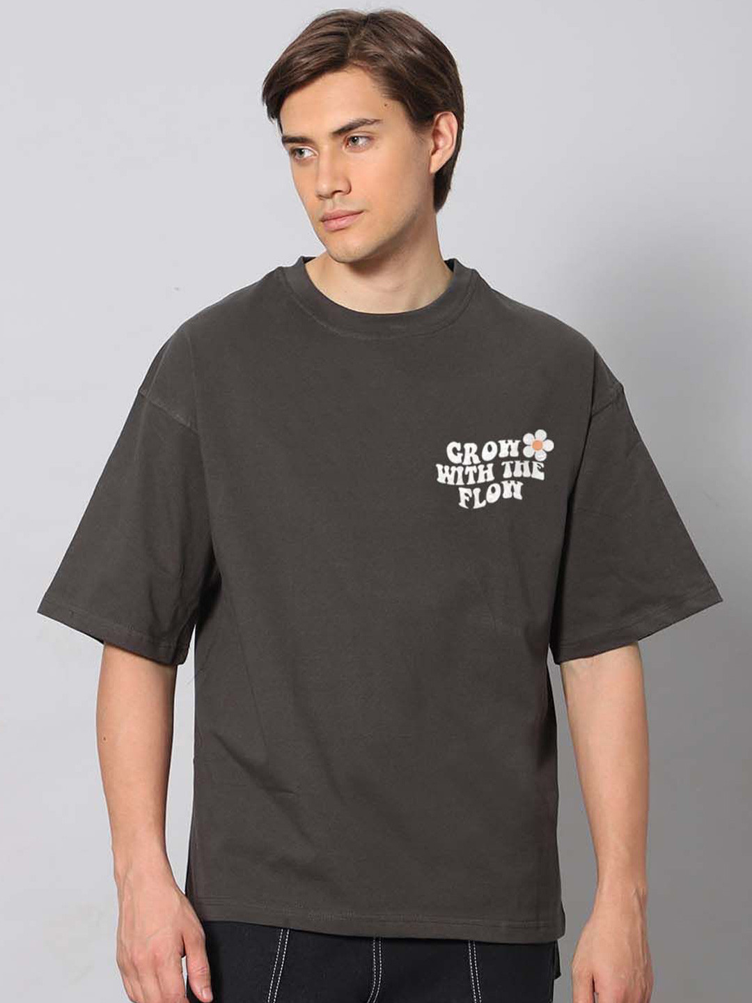 Besick Round Neck Typography Printed Baggy T-shirts