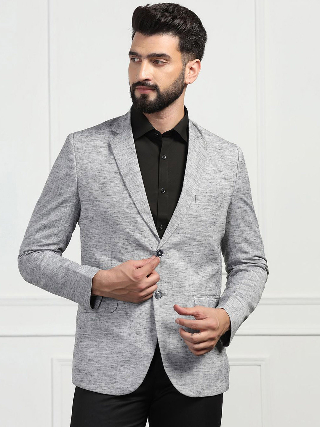 TAHVO Men Single Breasted Linen Casual Blazers