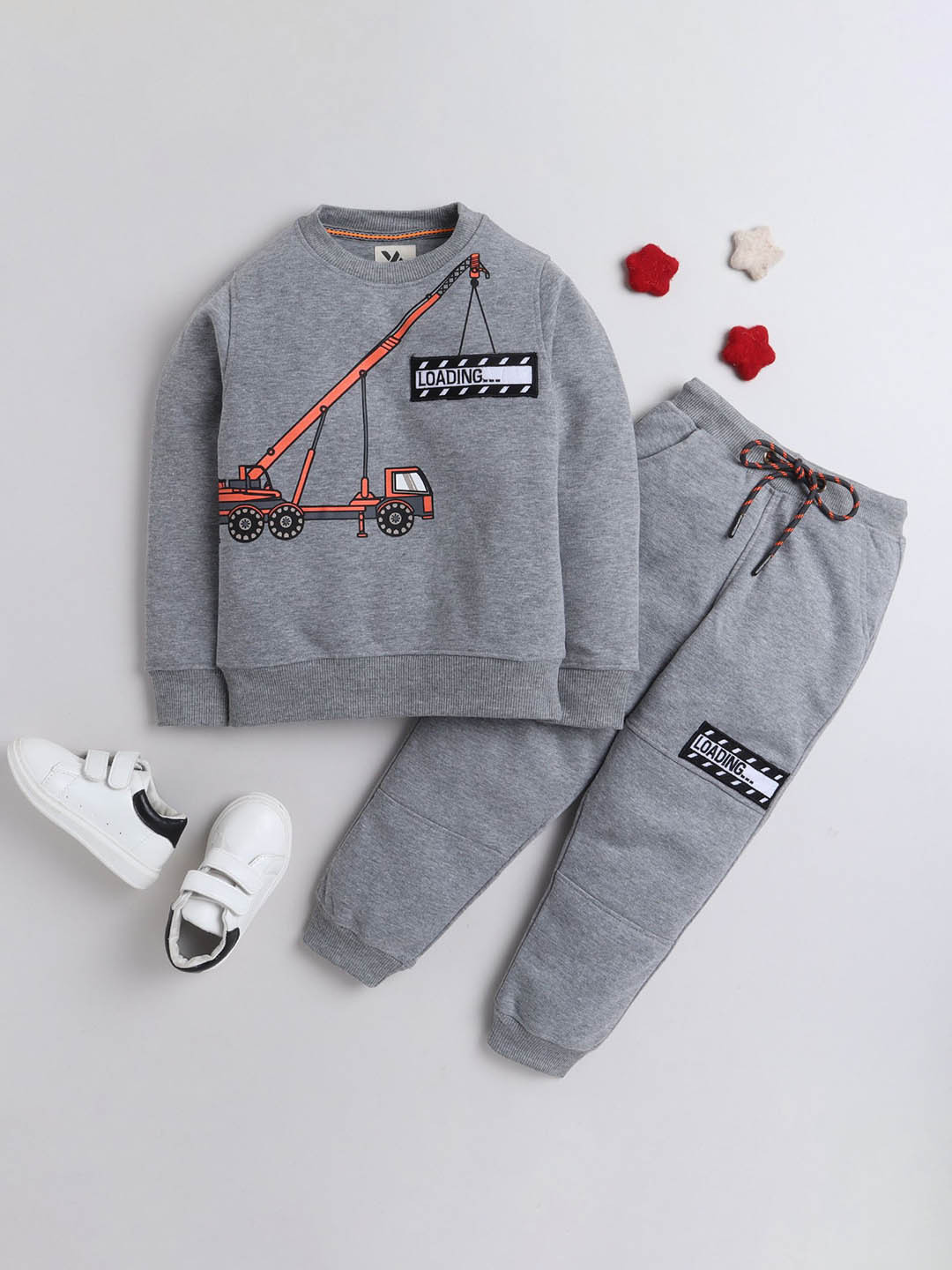 Yellow Apple Infant Boys Printed Tracksuits with Inner Fur Fleece - TS-01