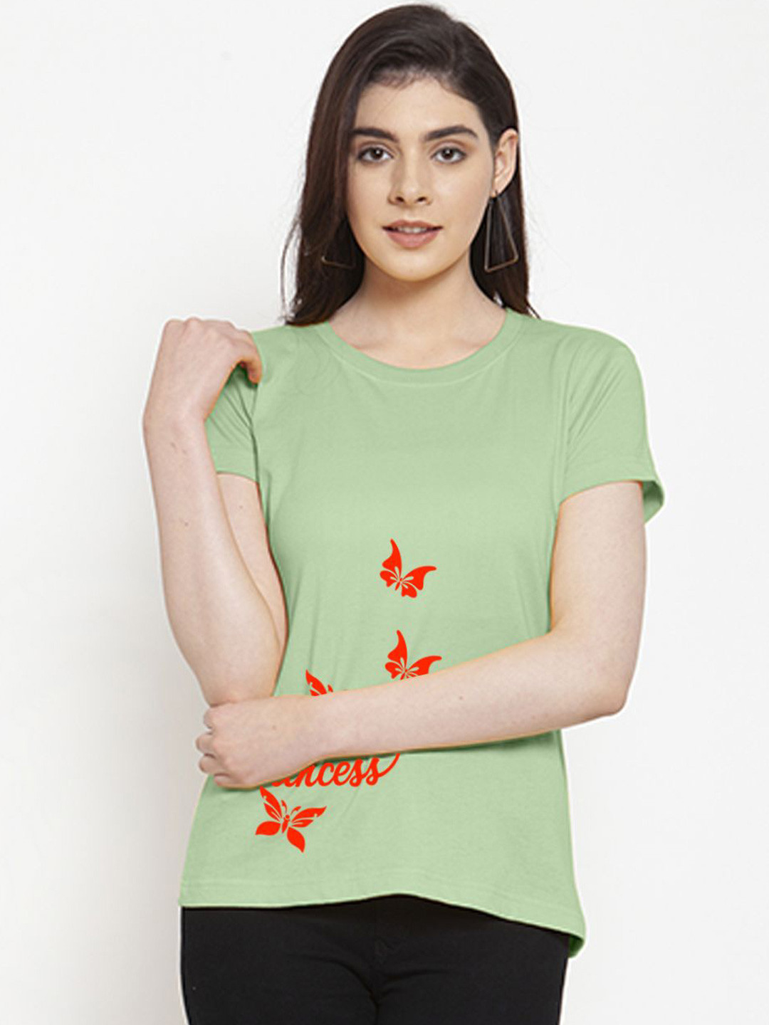 Sea Green Graphic Printed Round Neck T-shirt