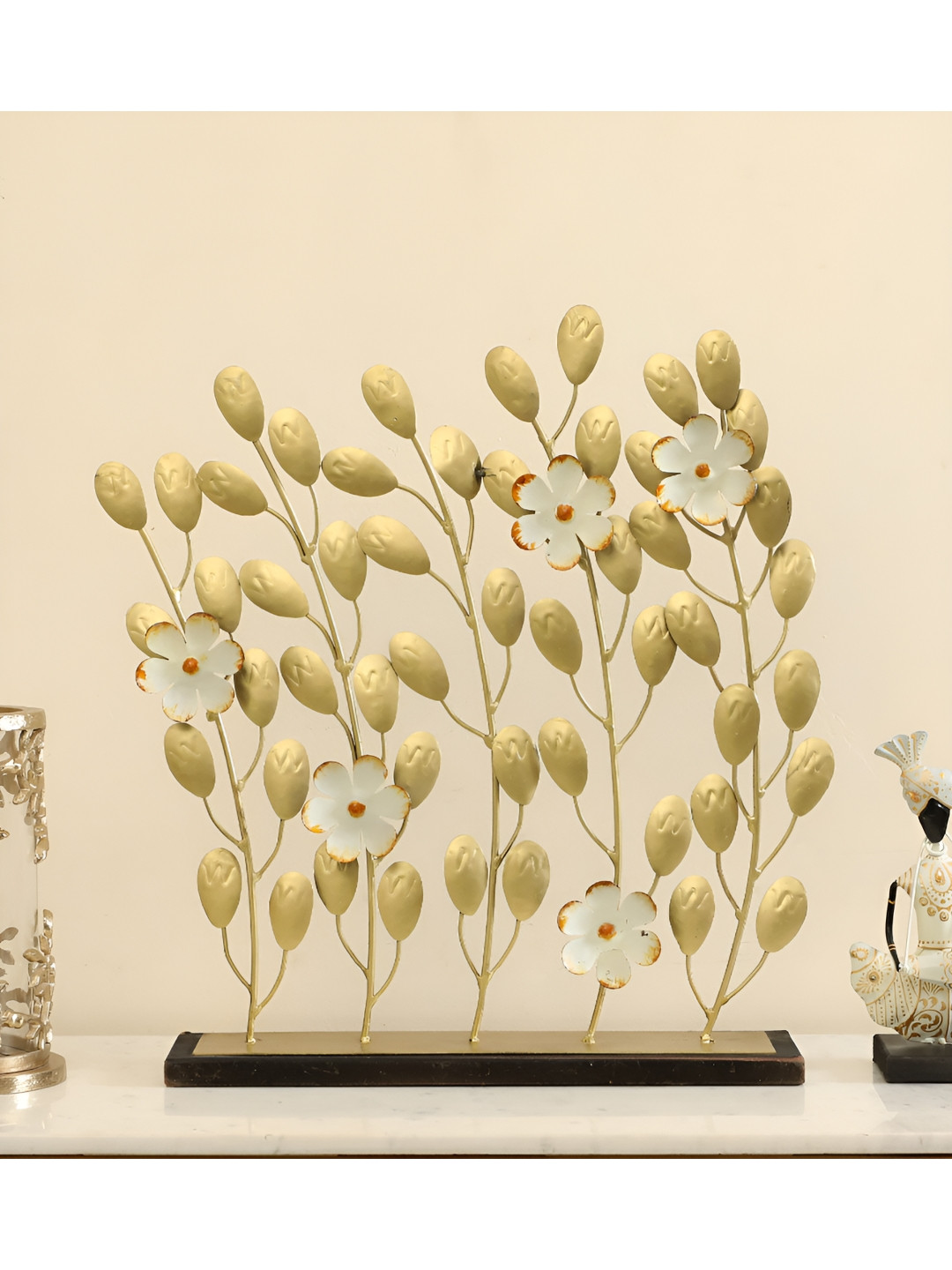 vedas F-Goldie Beige Metal Metallic Living Room Medium Showpiece - 20 Inches