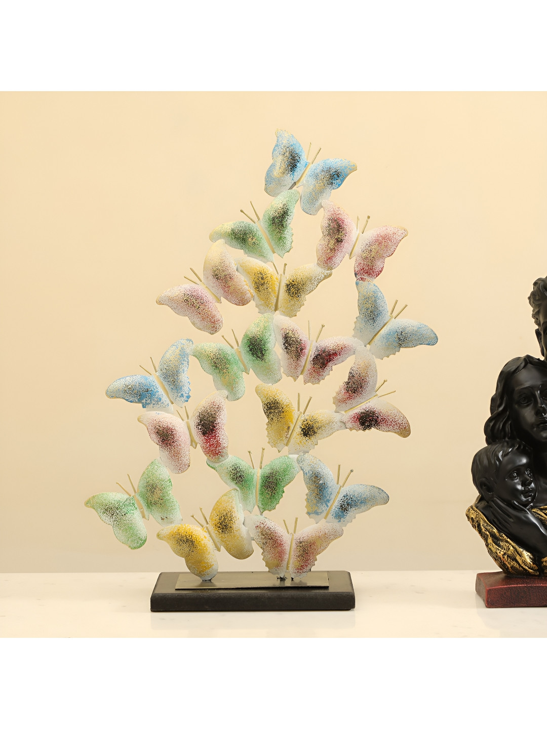 vedas F-Titlie Butterfly Blue Metal Metallic Living Room Large Showpiece - 18.1 Inches