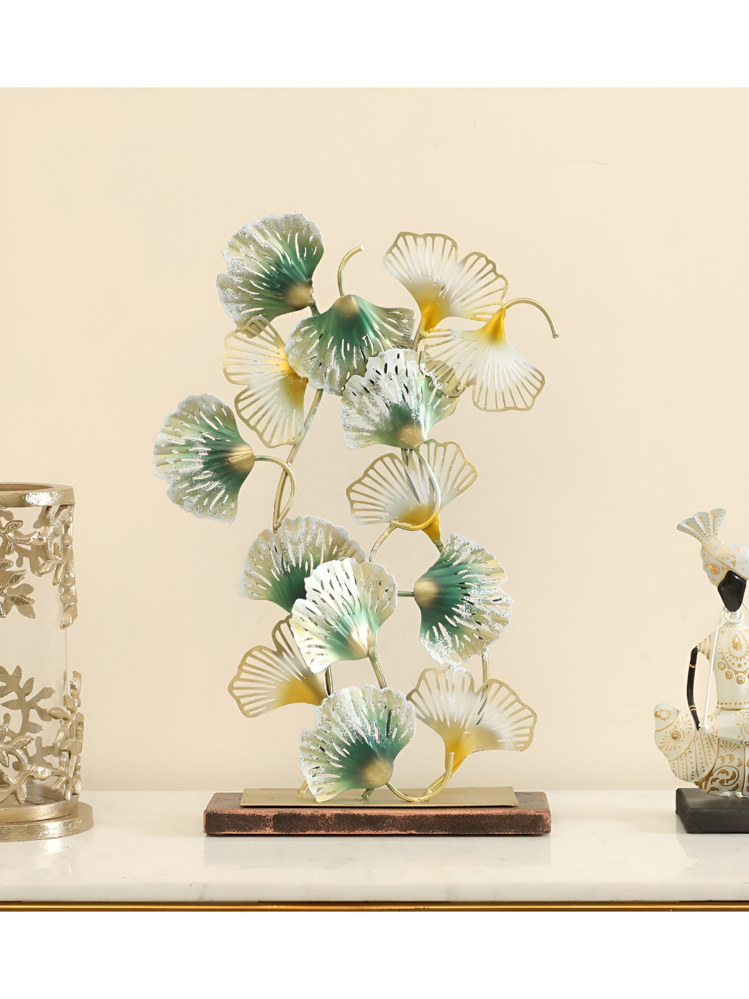 vedas F-Estella Ginko Green Metal Metallic Living Room Medium Showpiece - 18 Inches