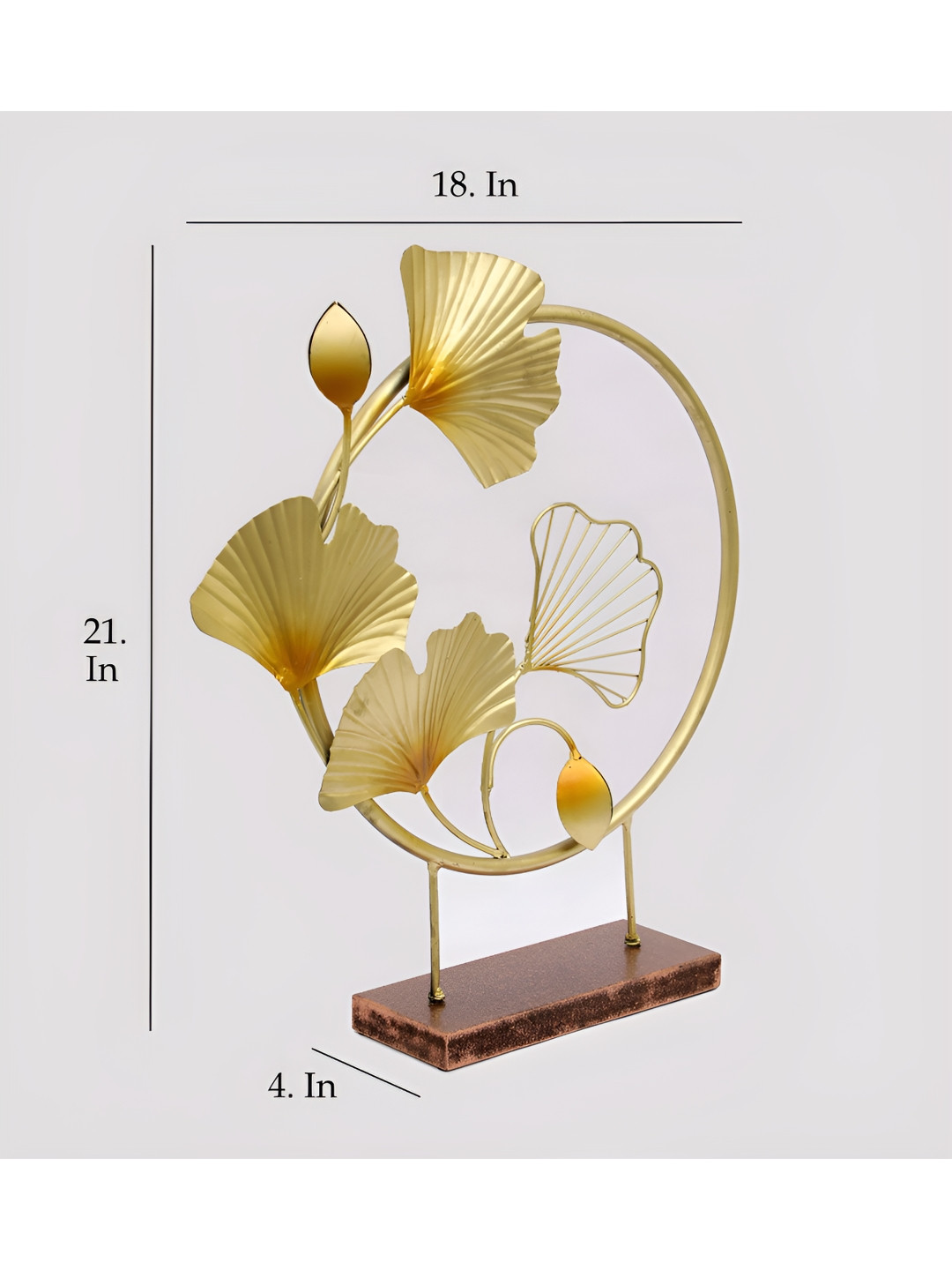 vedas F-Cielo 4- Ginko Yellow Metal Metallic Living Room Medium Showpiece - 21 Inches